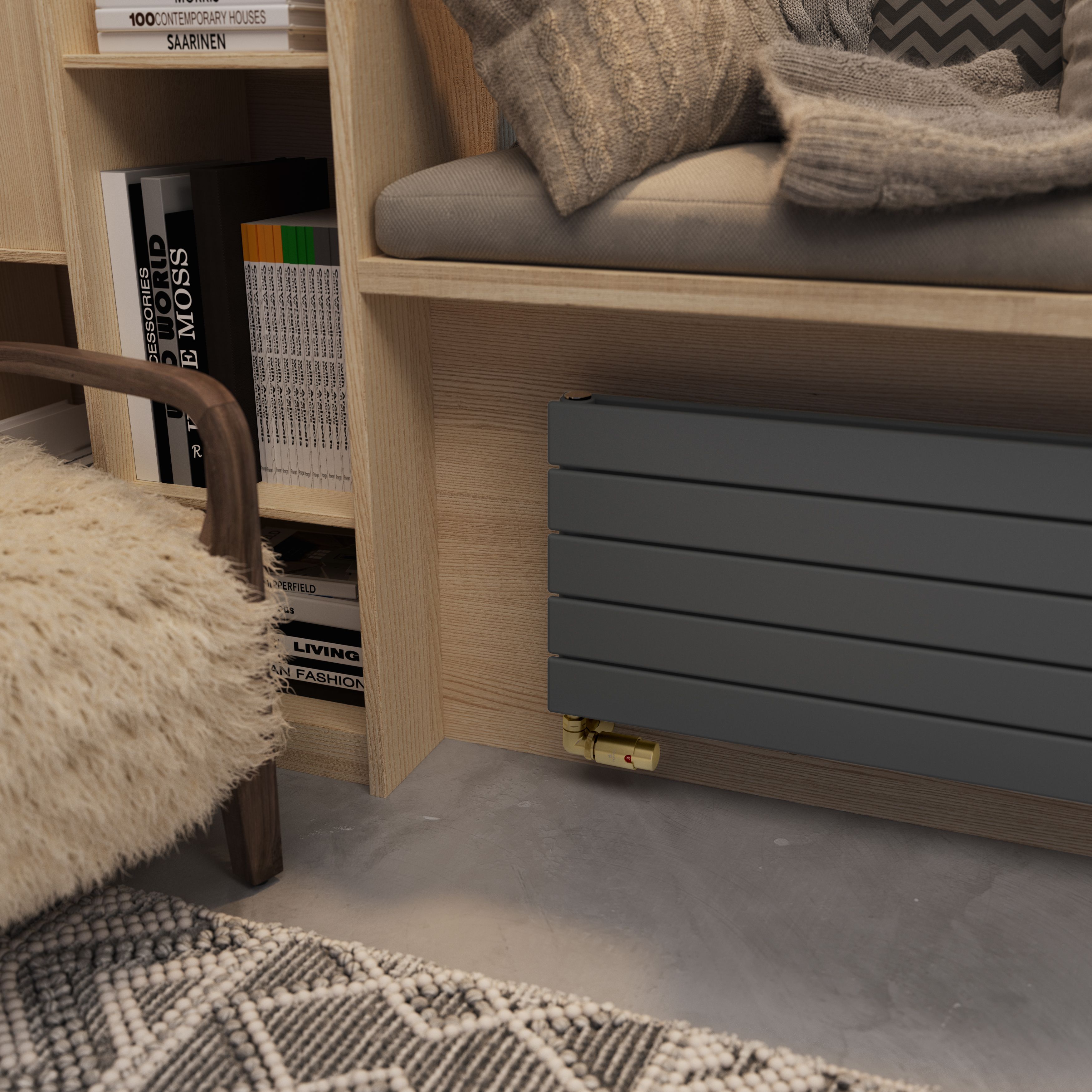 Terma Forte Metallic Grey Hydronic Horizontal or vertical Designer 3471BTU Radiator, (W)366mm x (H)1800mm