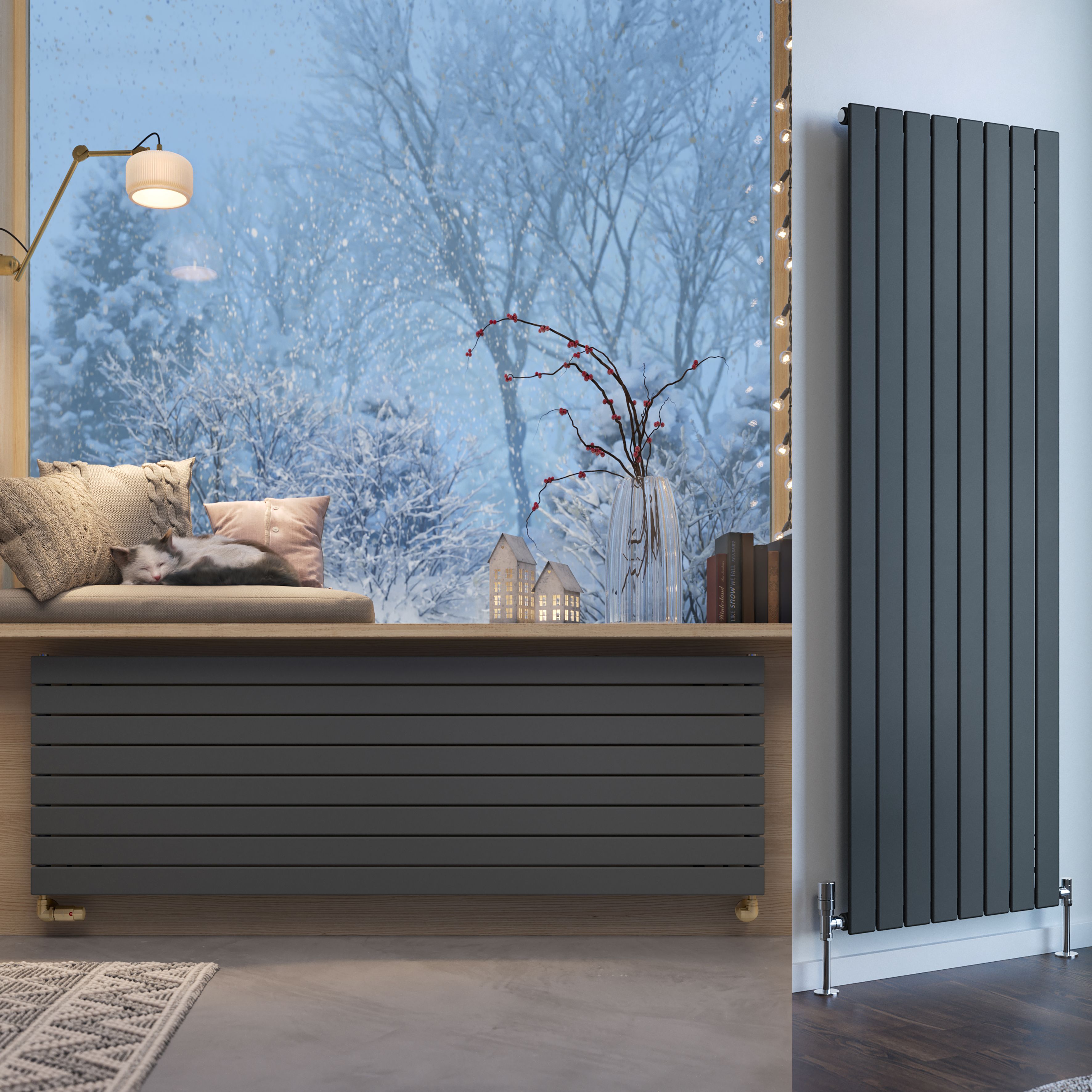 Terma Forte Metallic Grey Hydronic Horizontal or vertical Designer 3560BTU Radiator, (W)588mm x (H)1800mm