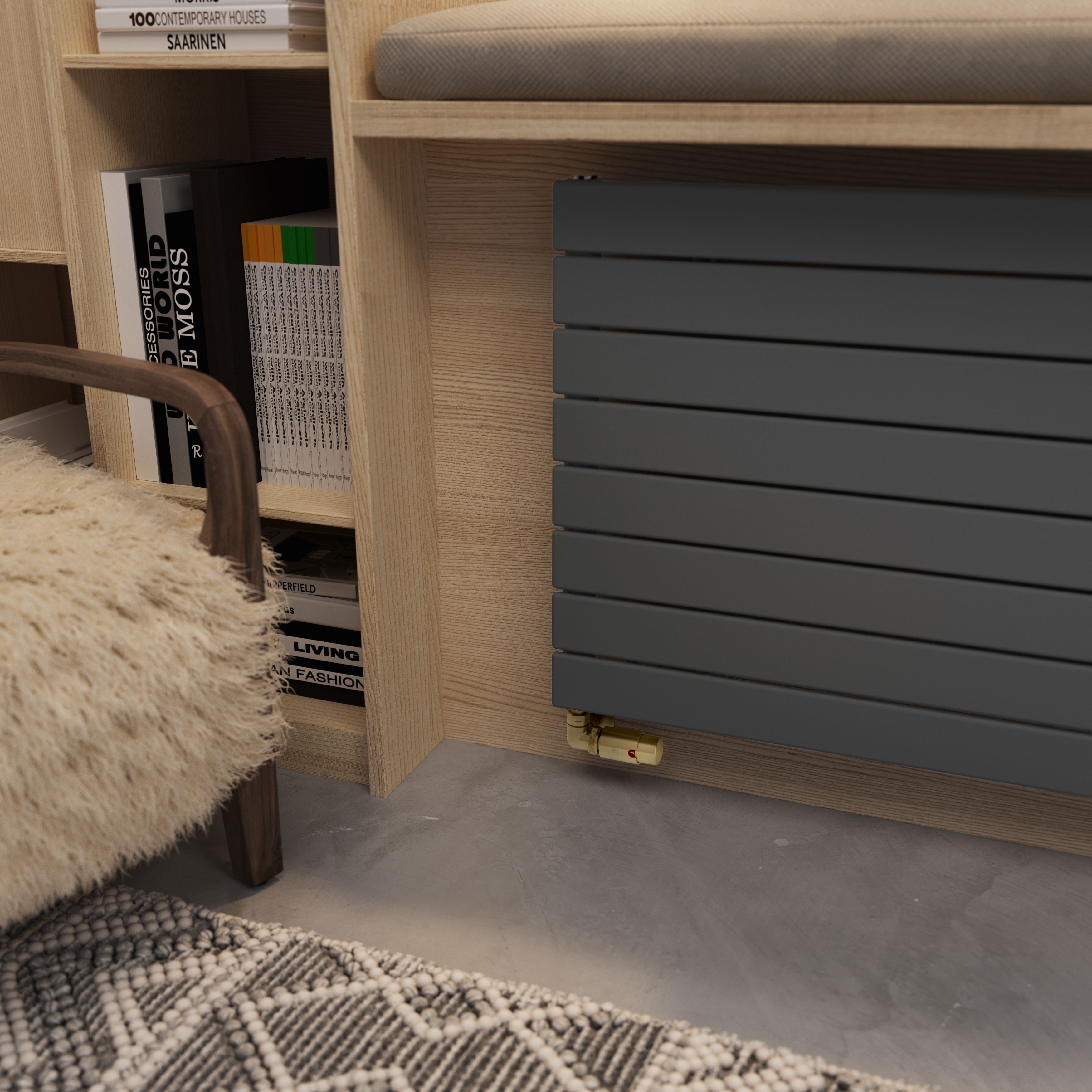 Terma Forte Metallic Grey Hydronic Horizontal or vertical Designer 3560BTU Radiator, (W)588mm x (H)1800mm