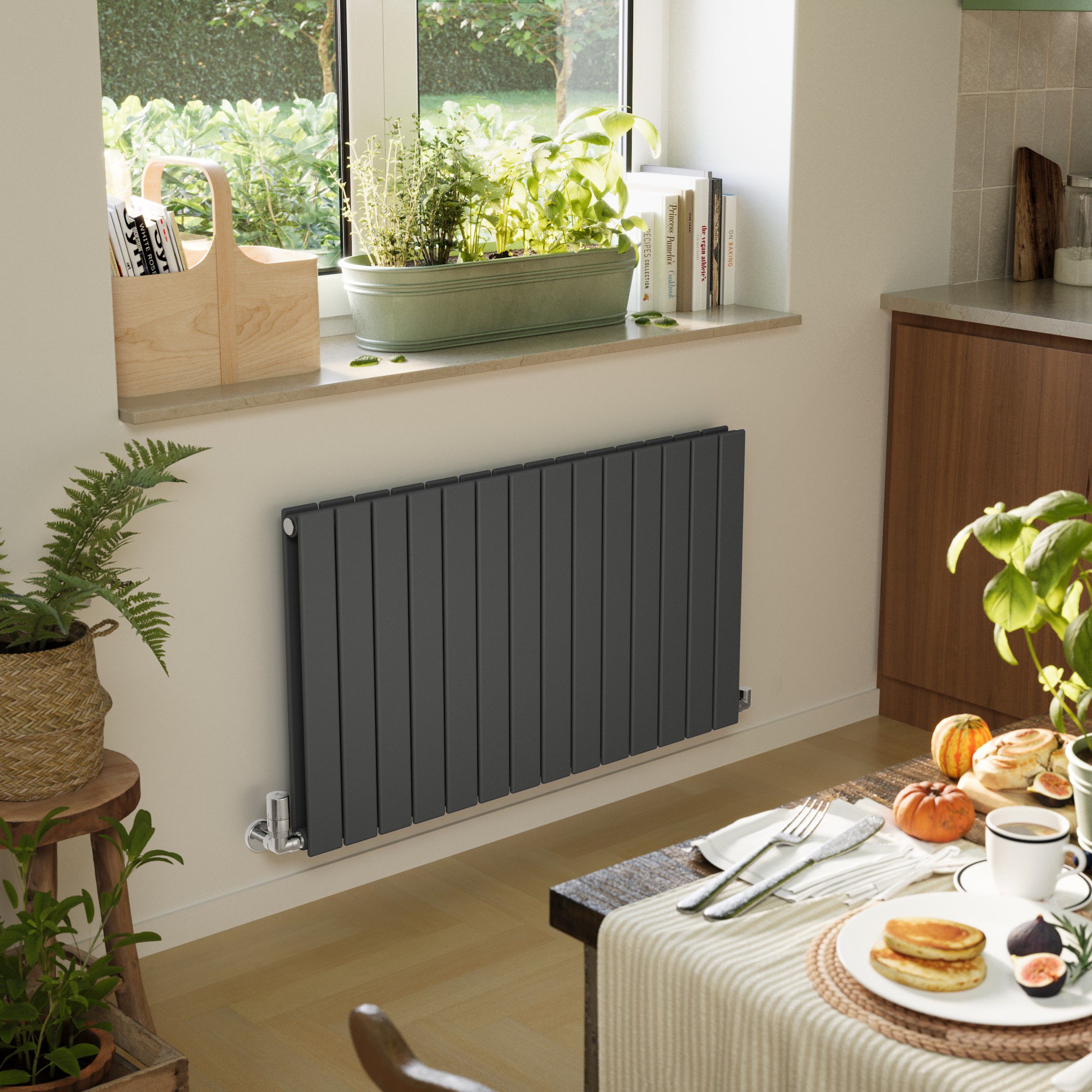 Terma Forte Metallic Grey Hydronic Horizontal or vertical Designer 3696BTU Radiator, (W)1032mm x (H)600mm