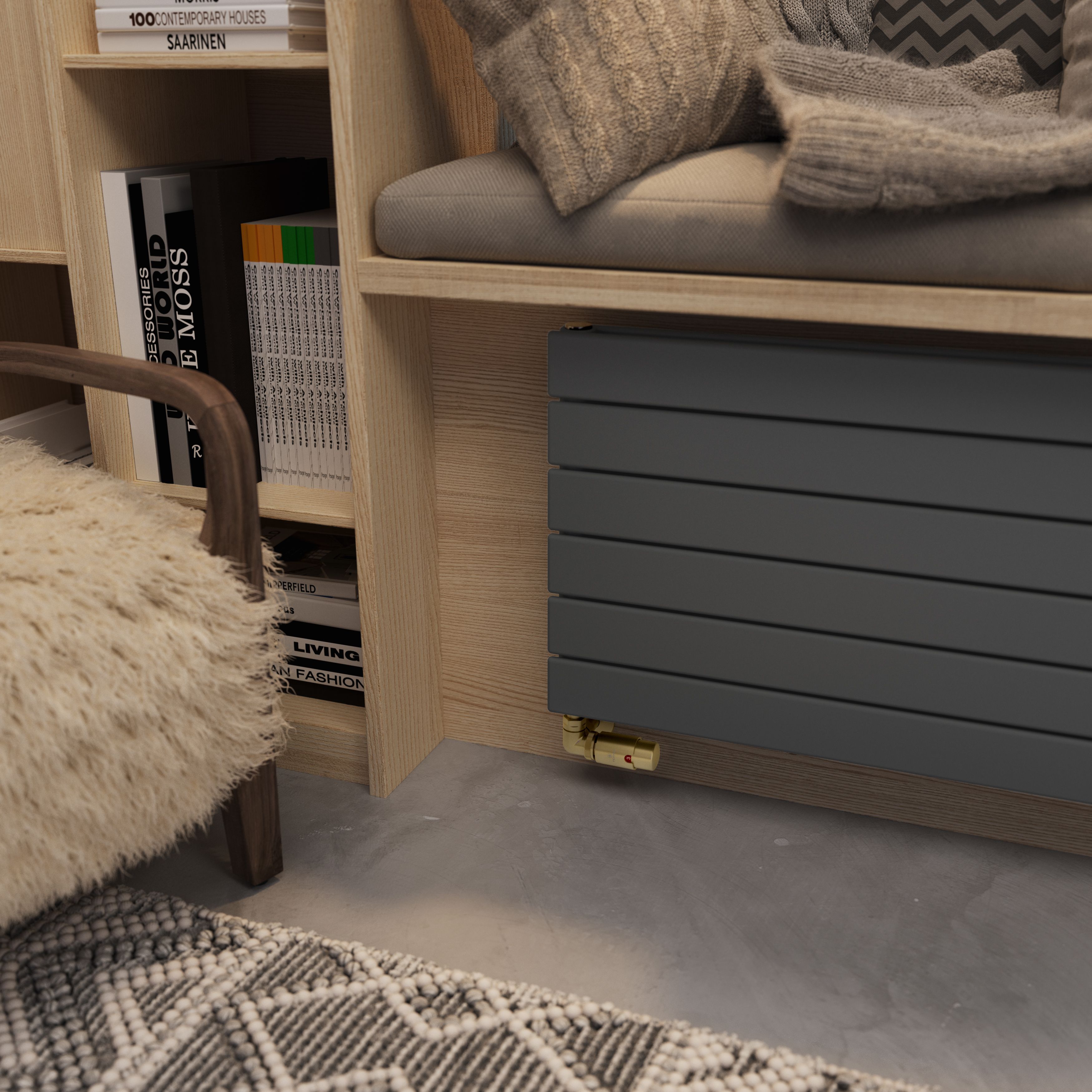 Terma Forte Metallic Grey Hydronic Horizontal or vertical Designer 4167BTU Radiator, (W)440mm x (H)1800mm