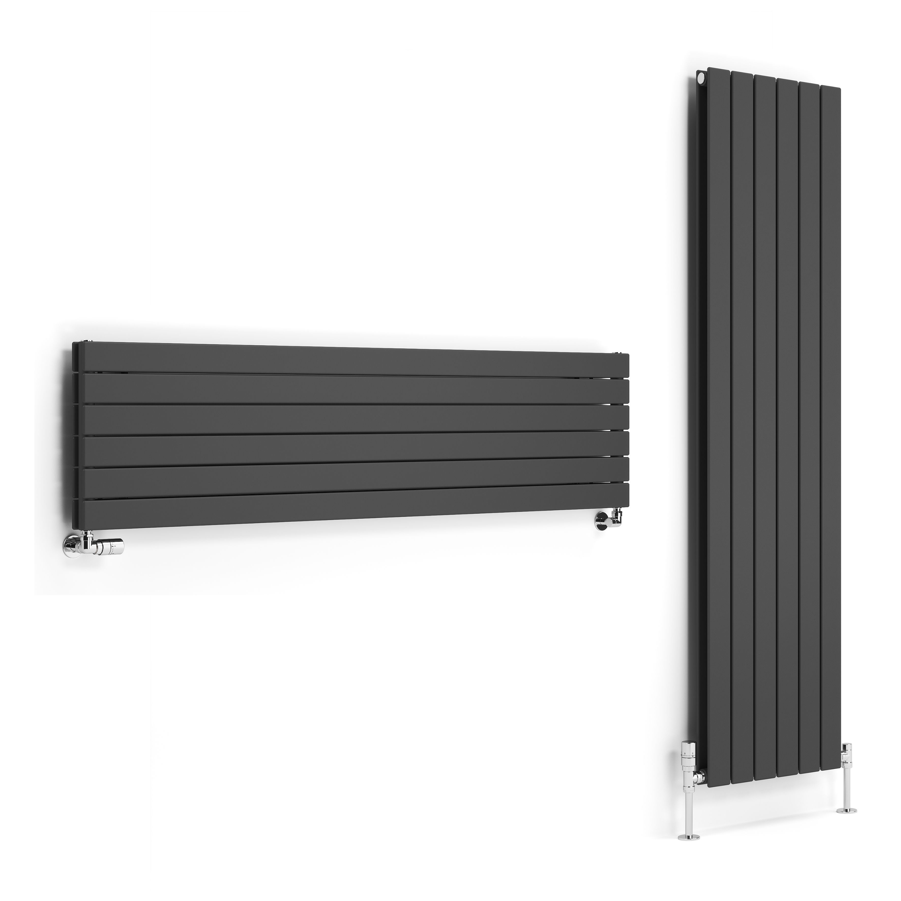Terma Forte Metallic Grey Hydronic Horizontal or vertical Designer 4167BTU Radiator, (W)440mm x (H)1800mm