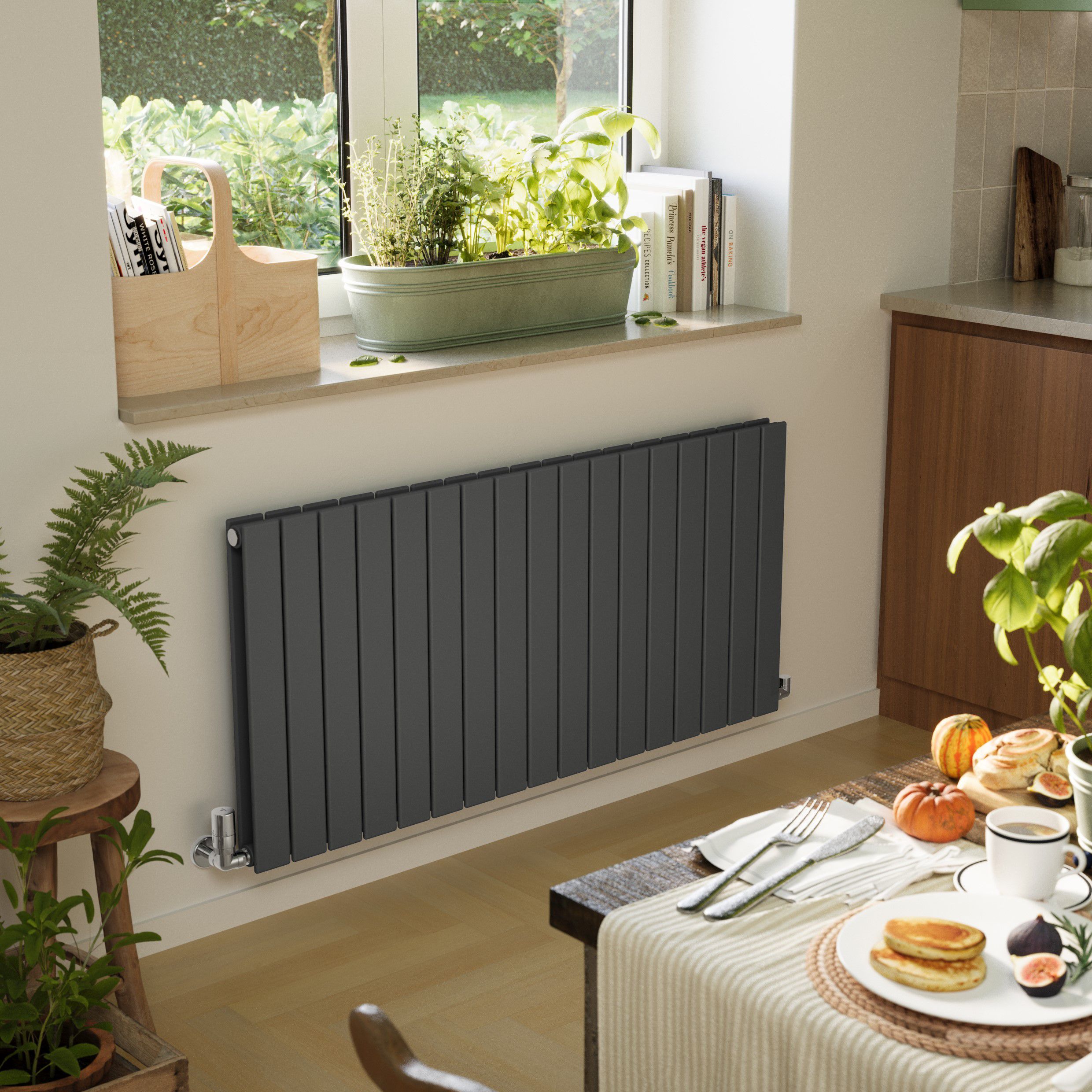 Terma Forte Metallic Grey Hydronic Horizontal or vertical Designer 4488BTU Radiator, (W)1254mm x (H)600mm