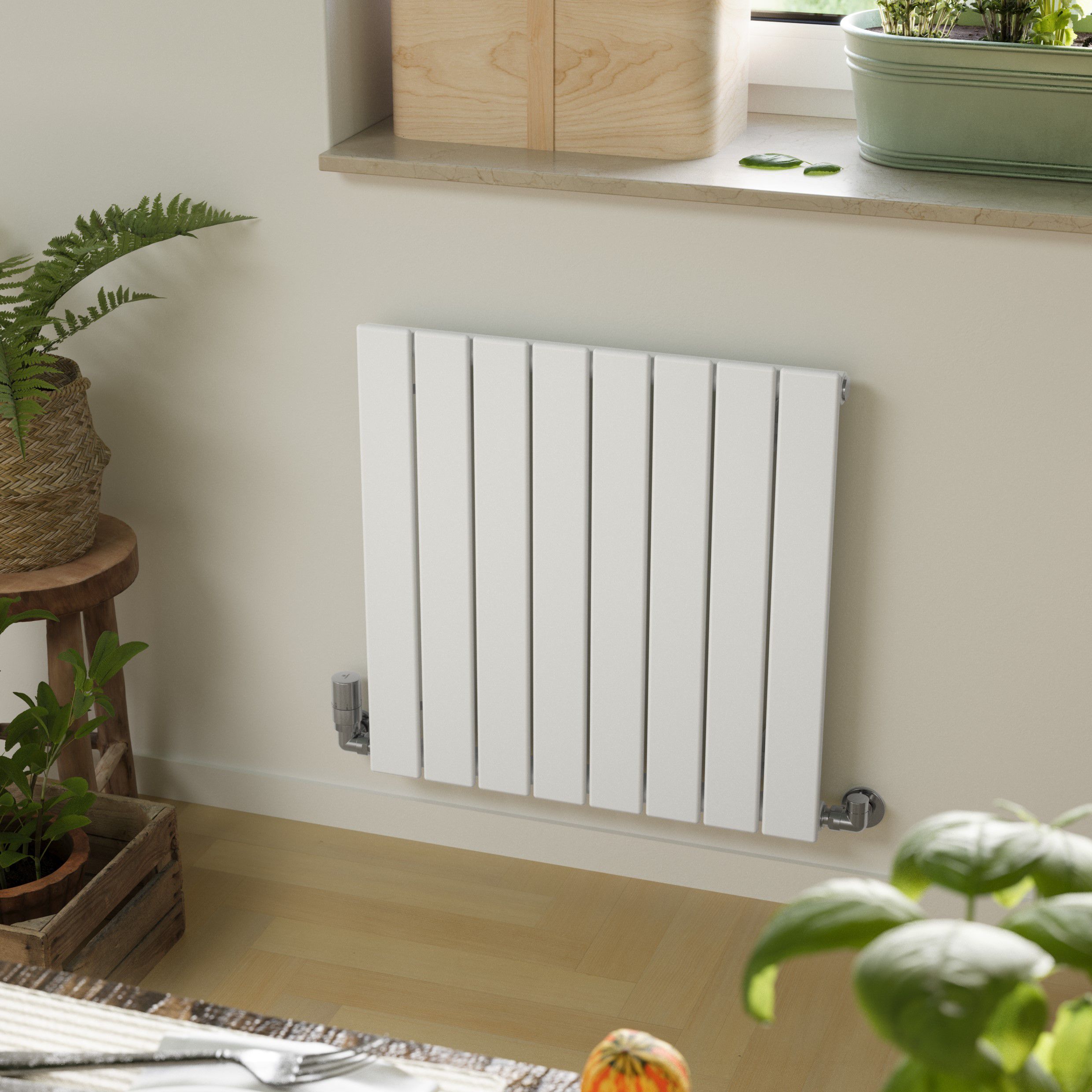 Terma Forte White Hydronic Horizontal or vertical Designer 1384BTU Radiator, (W)588mm x (H)600mm