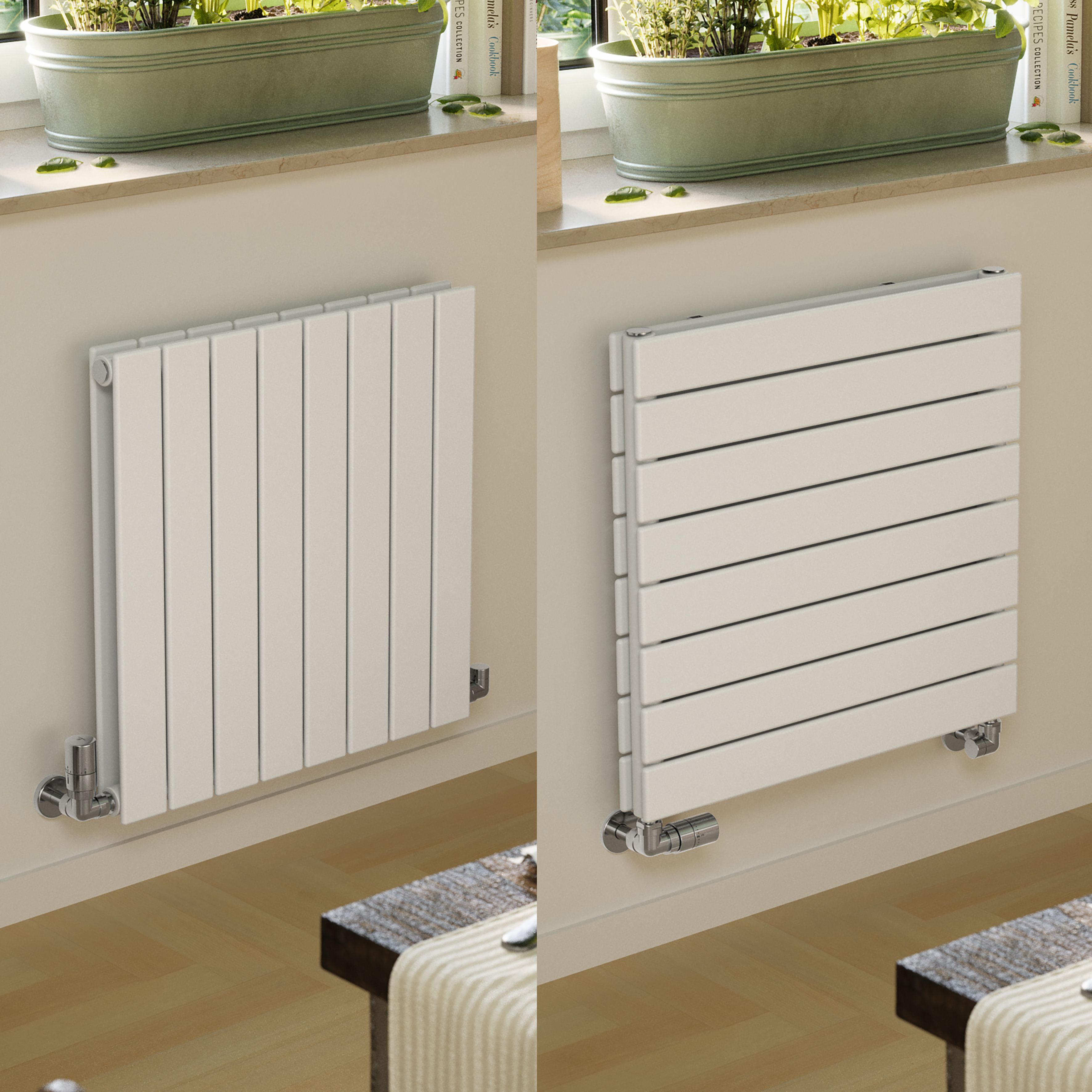 Terma Forte White Hydronic Horizontal or vertical Designer 2111BTU Radiator, (W)588mm x (H)600mm