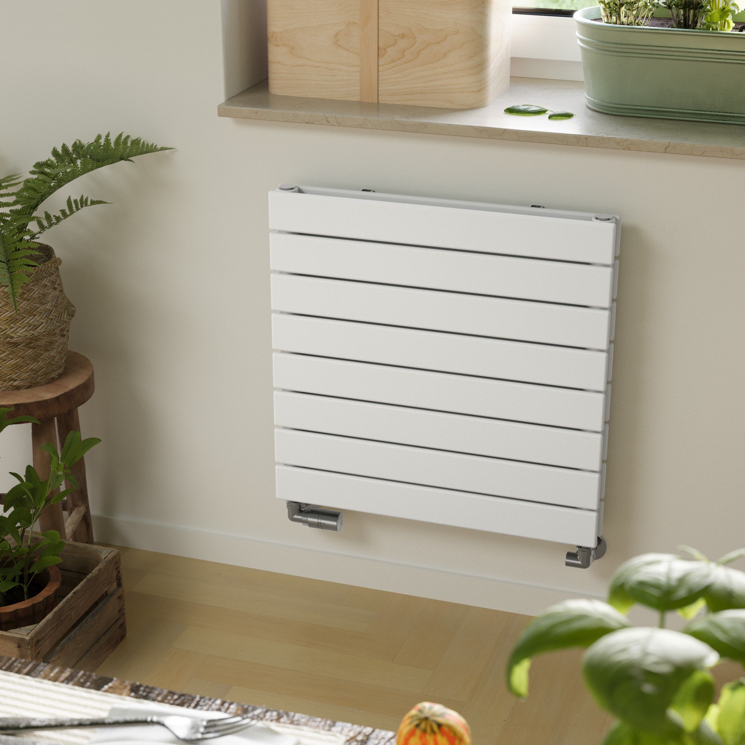 Terma Forte White Hydronic Horizontal or vertical Designer 2111BTU Radiator, (W)588mm x (H)600mm