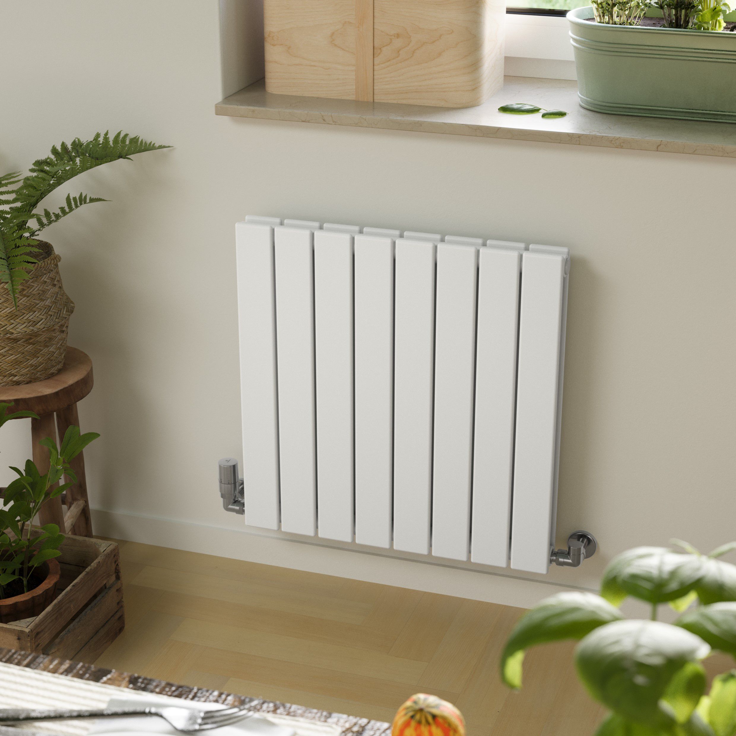 Terma Forte White Hydronic Horizontal or vertical Designer 2111BTU Radiator, (W)588mm x (H)600mm
