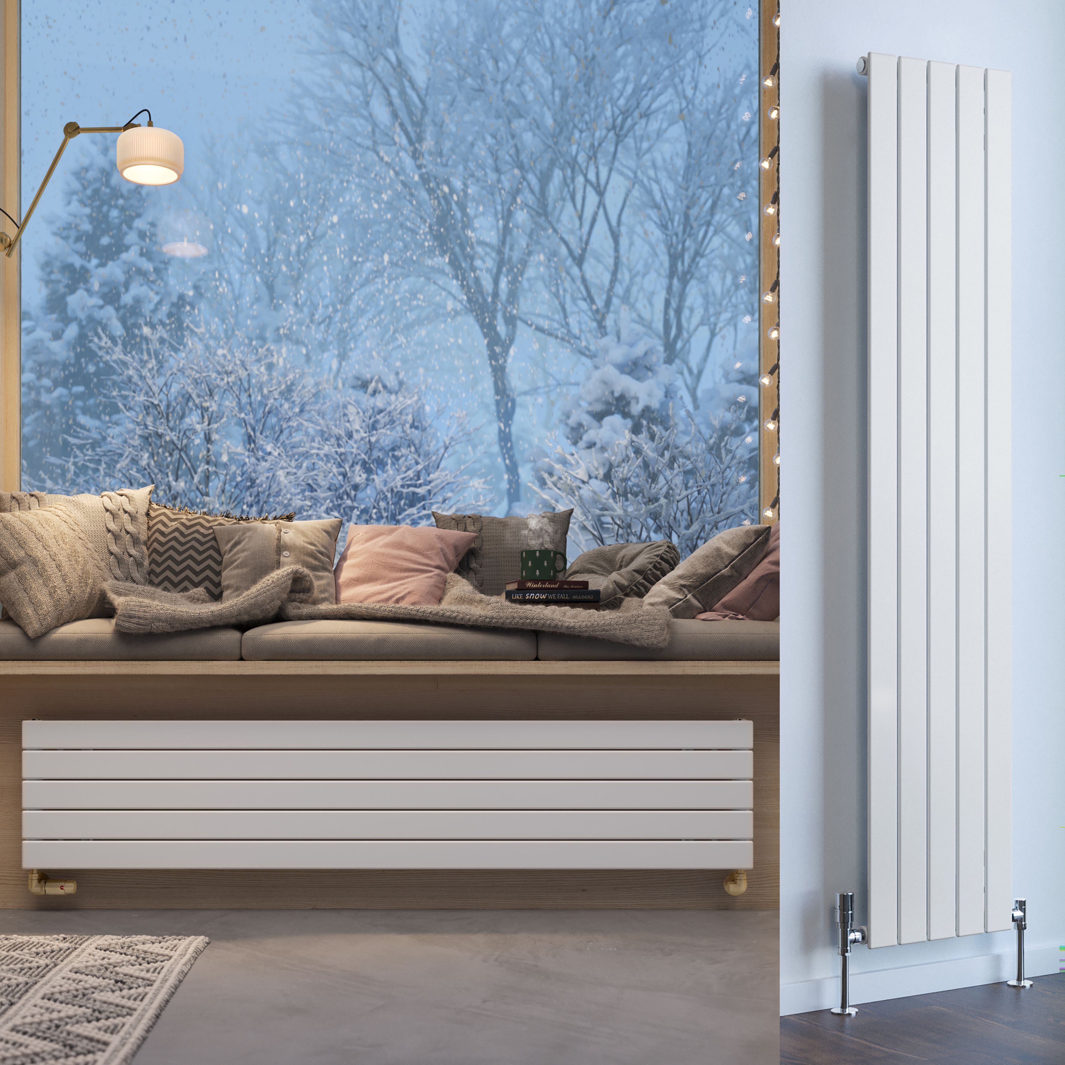Terma Forte White Hydronic Horizontal or vertical Designer 2223BTU Radiator, (W)366mm x (H)1800mm