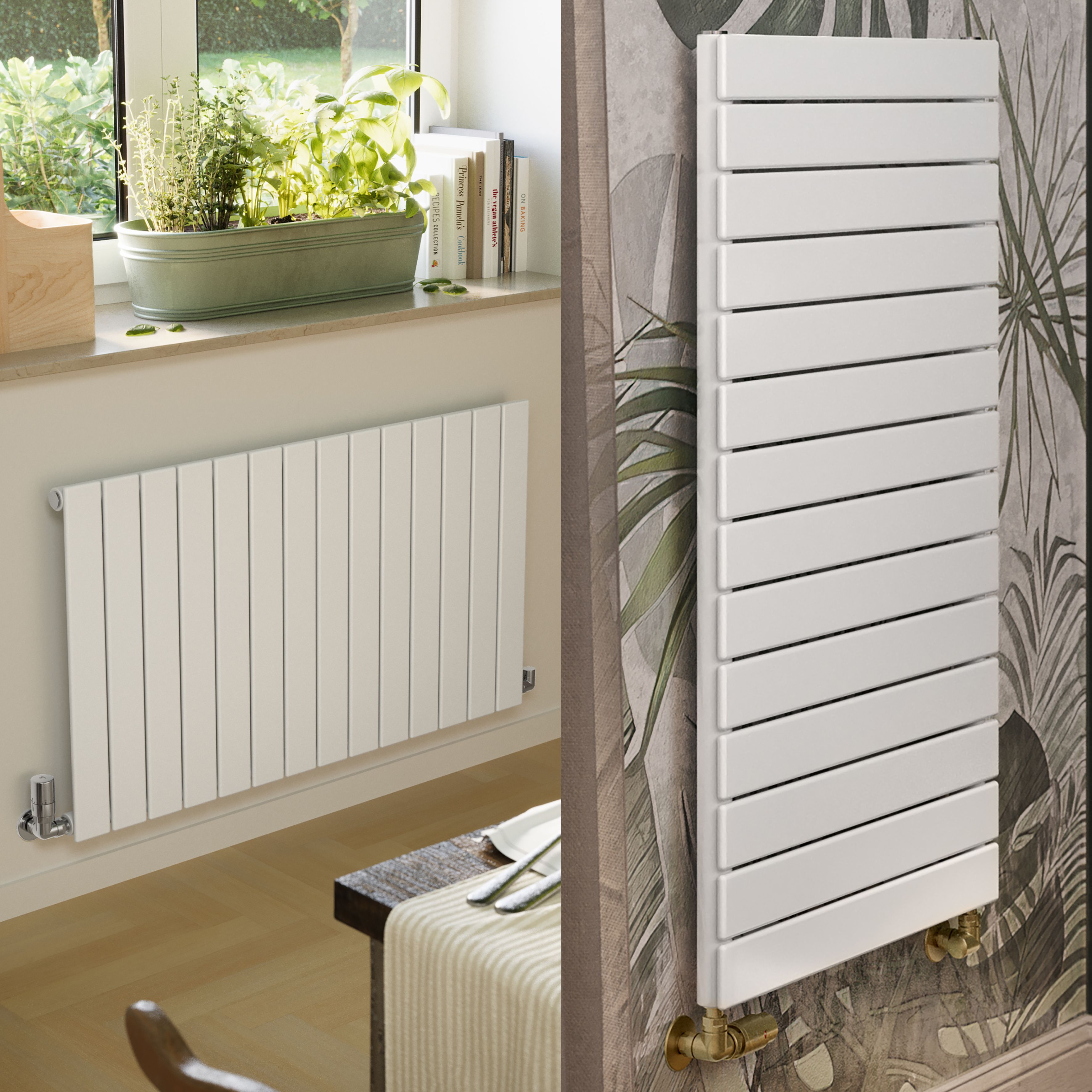 Terma Forte White Hydronic Horizontal or vertical Designer 2425BTU Radiator, (W)1032mm x (H)600mm