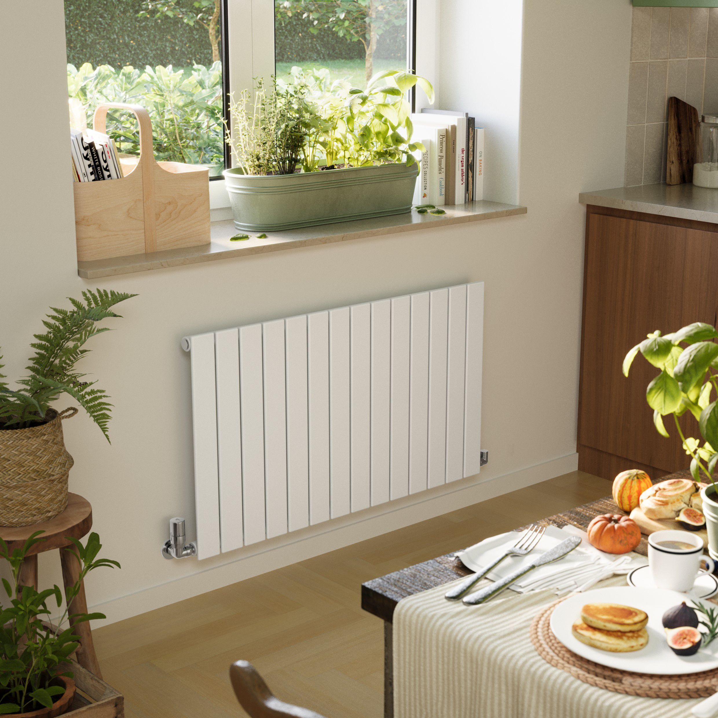 Terma Forte White Hydronic Horizontal or vertical Designer 2425BTU Radiator, (W)1032mm x (H)600mm