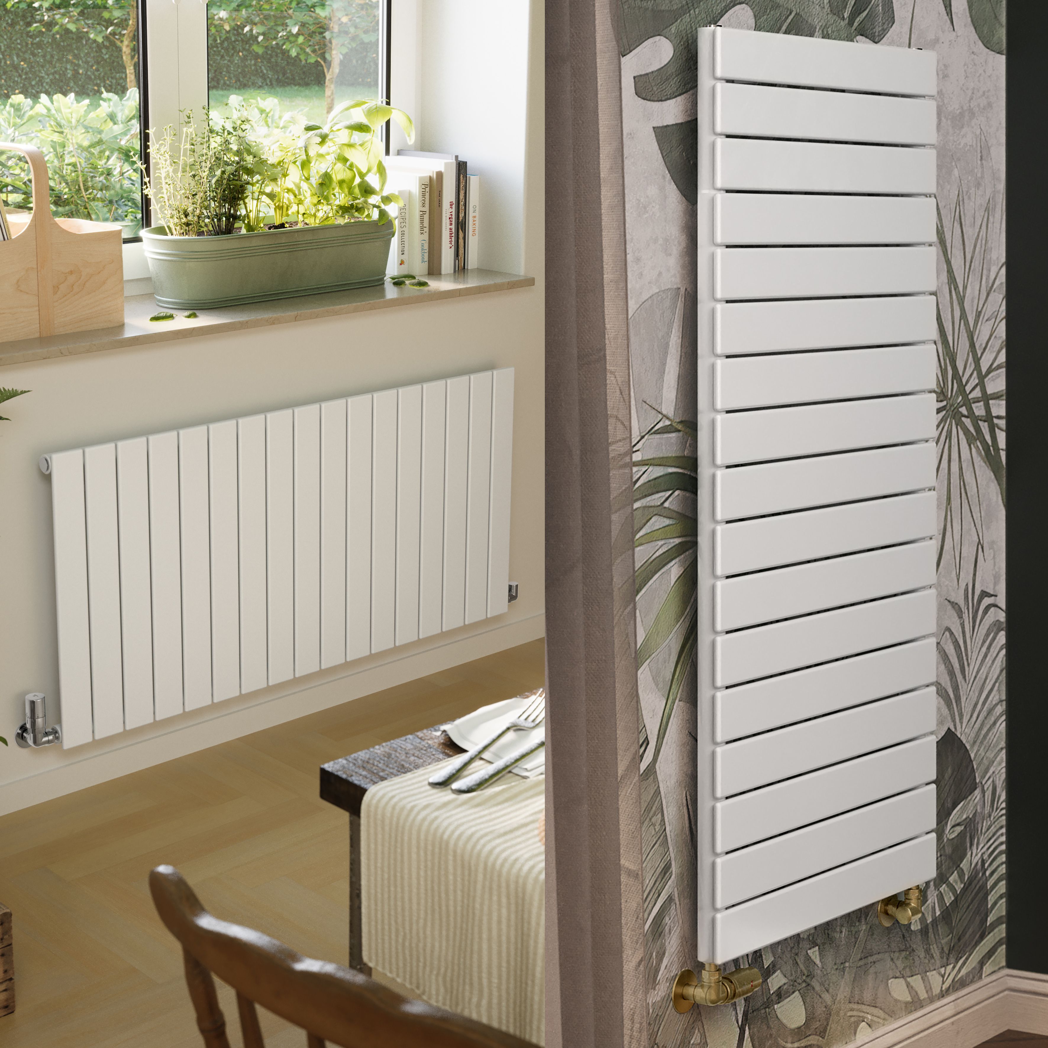 Terma Forte White Hydronic Horizontal or vertical Designer 2939BTU Radiator, (W)1254mm x (H)600mm