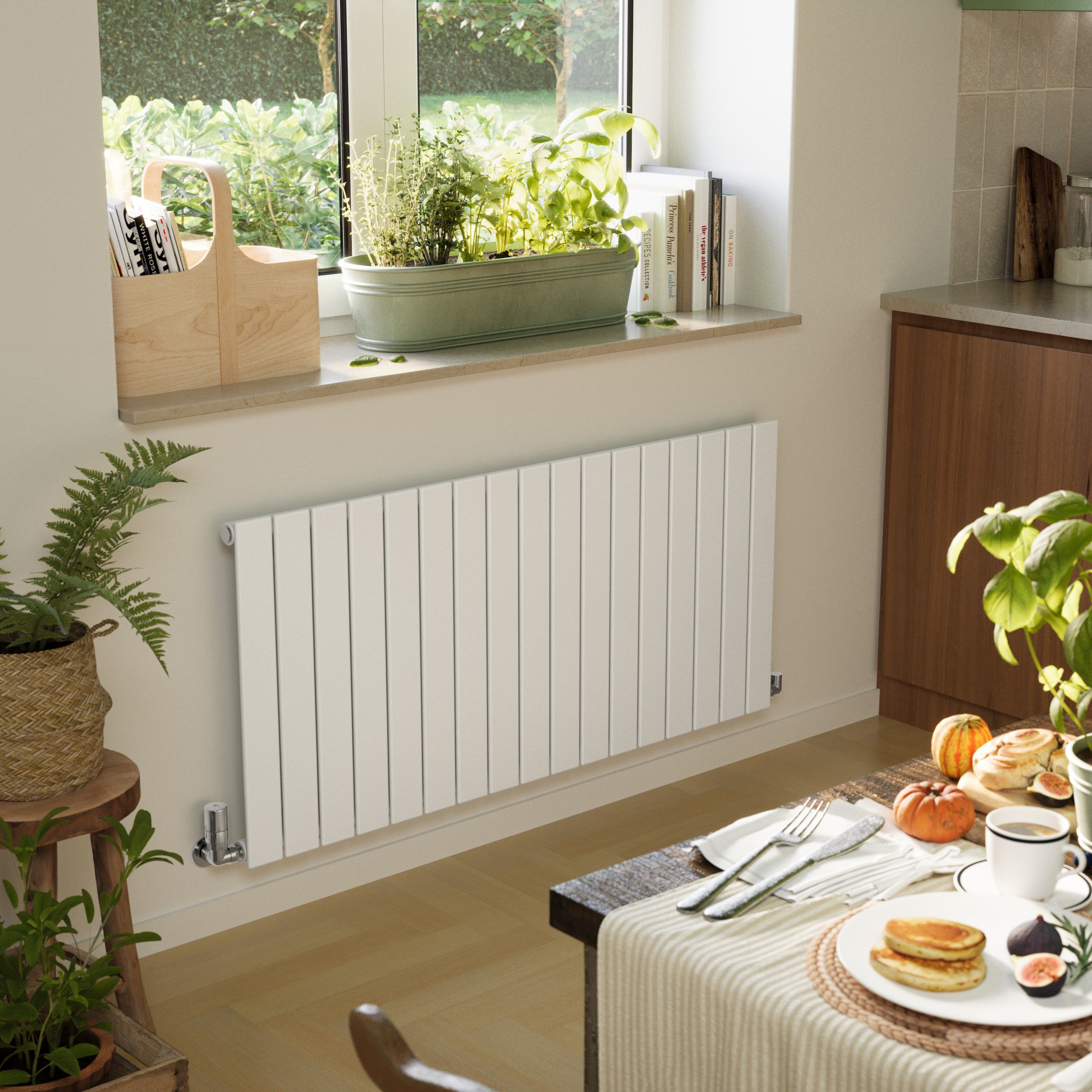 Terma Forte White Hydronic Horizontal or vertical Designer 2939BTU Radiator, (W)1254mm x (H)600mm