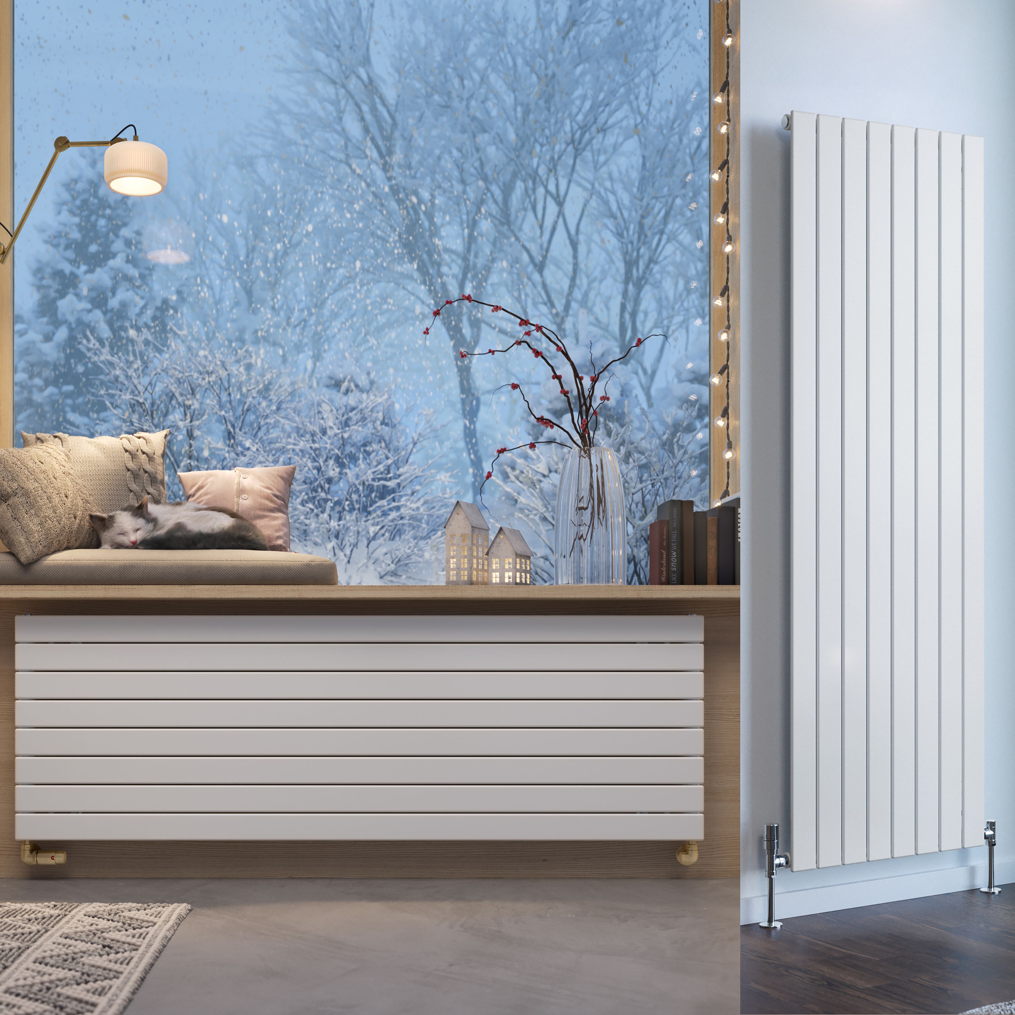 Terma Forte White Hydronic Horizontal or vertical Designer 3560BTU Radiator, (W)588mm x (H)1800mm