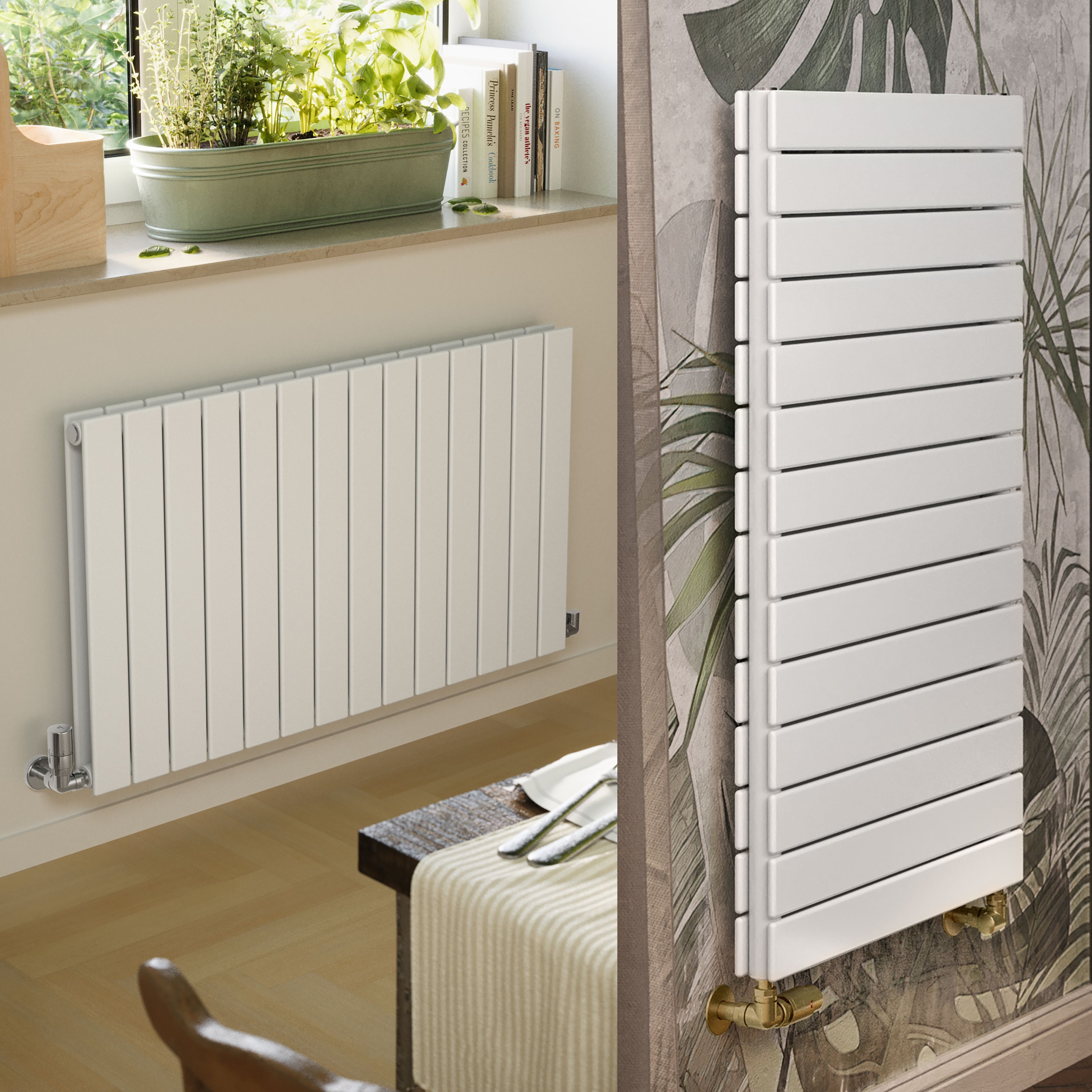 Terma Forte White Hydronic Horizontal or vertical Designer 3696BTU Radiator, (W)1032mm x (H)600mm