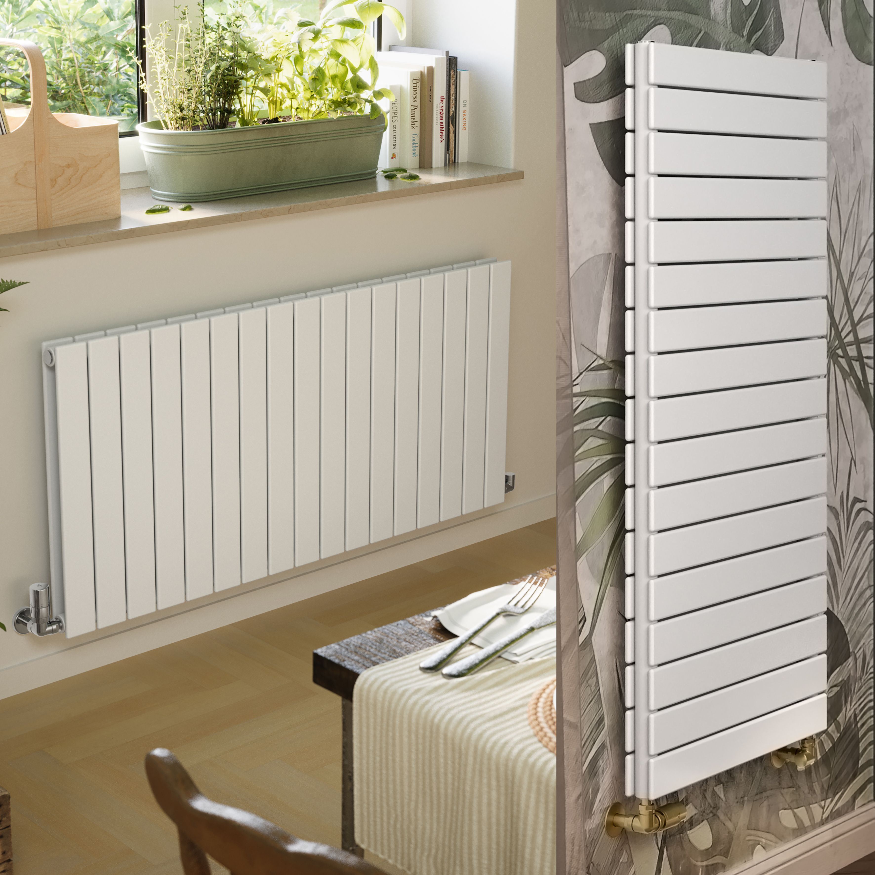 Terma Forte White Hydronic Horizontal or vertical Designer 4488BTU Radiator, (W)1254mm x (H)600mm