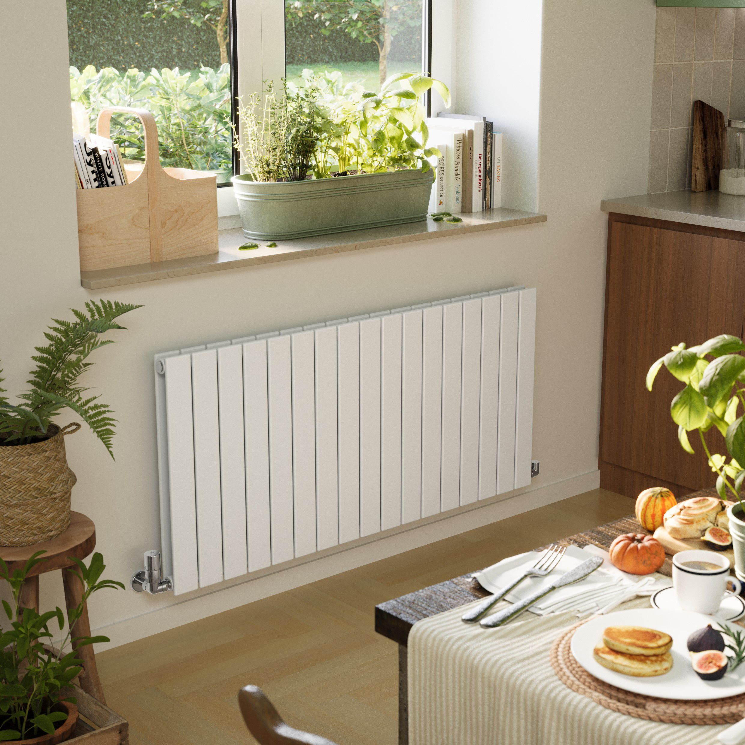 Terma Forte White Hydronic Horizontal or vertical Designer 4488BTU Radiator, (W)1254mm x (H)600mm