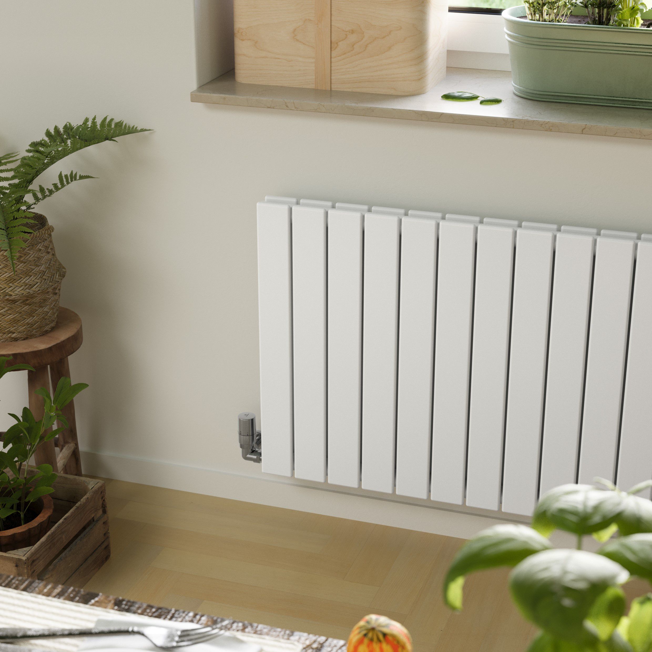 Terma Forte White Hydronic Horizontal or vertical Designer 4488BTU Radiator, (W)1254mm x (H)600mm