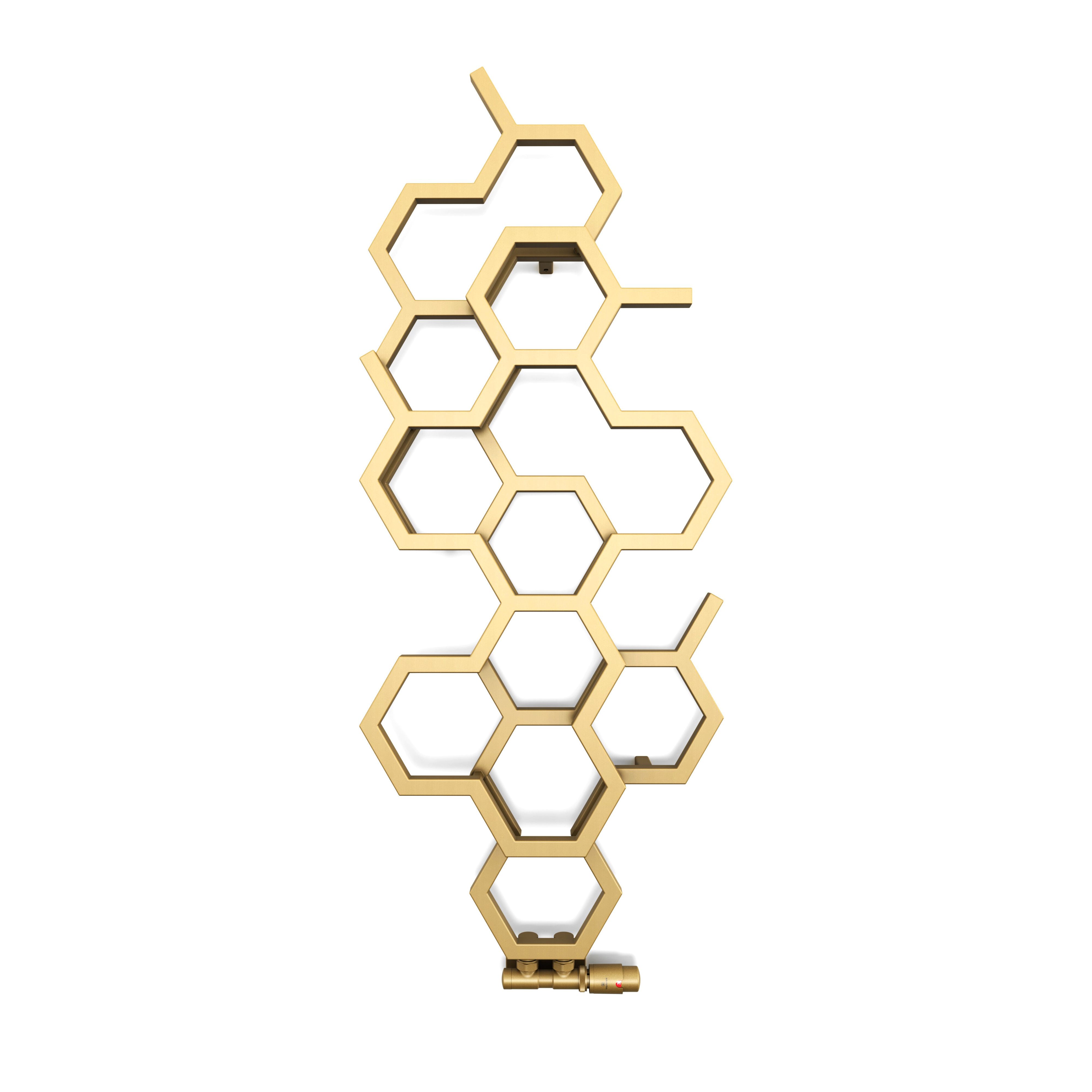 Terma Hex Brass Hydronic Vertical Designer 1180BTU Radiator, (W)486mm x (H)1220mm