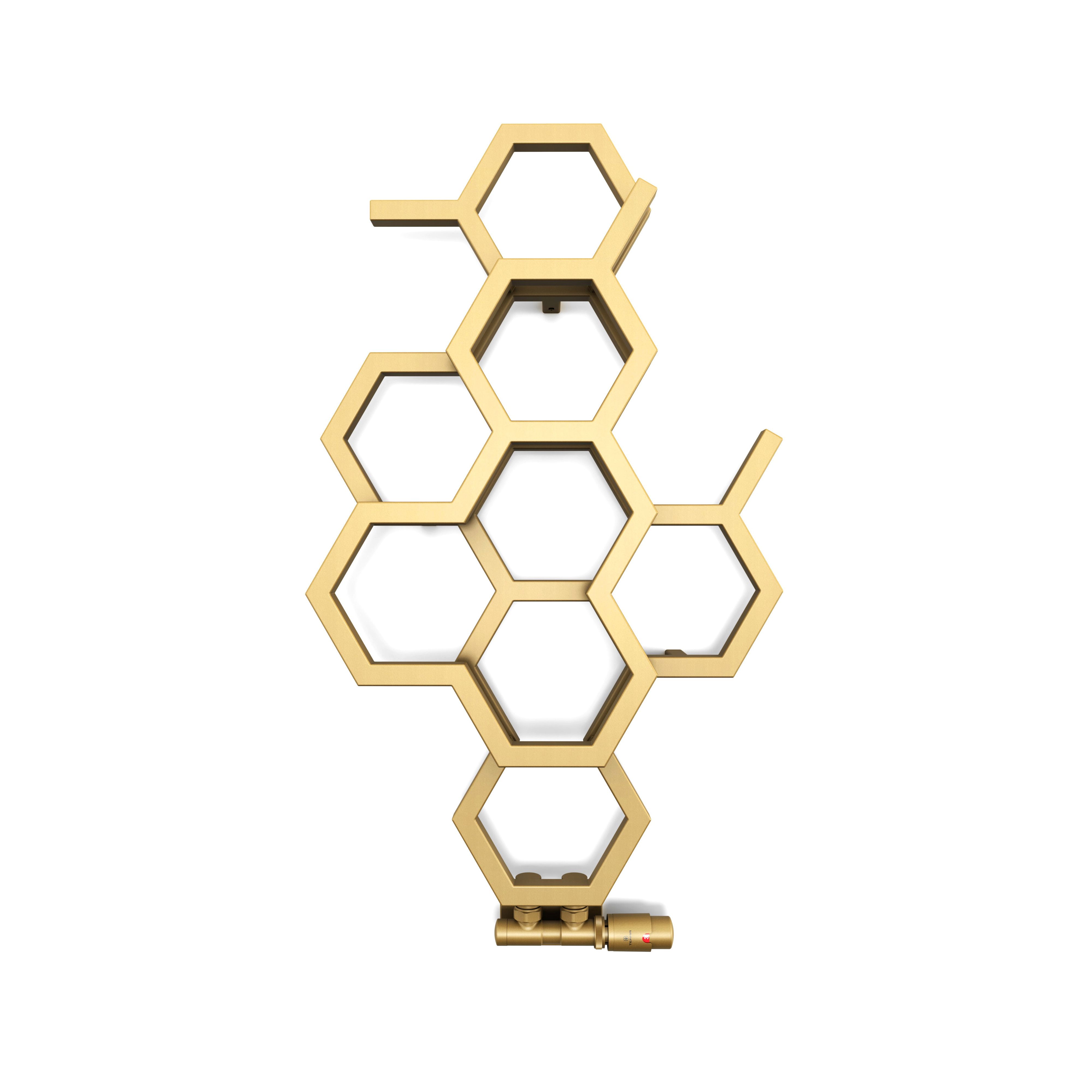 Terma Hex Brass Hydronic Vertical Designer 845BTU Radiator, (W)486mm x (H)821mm