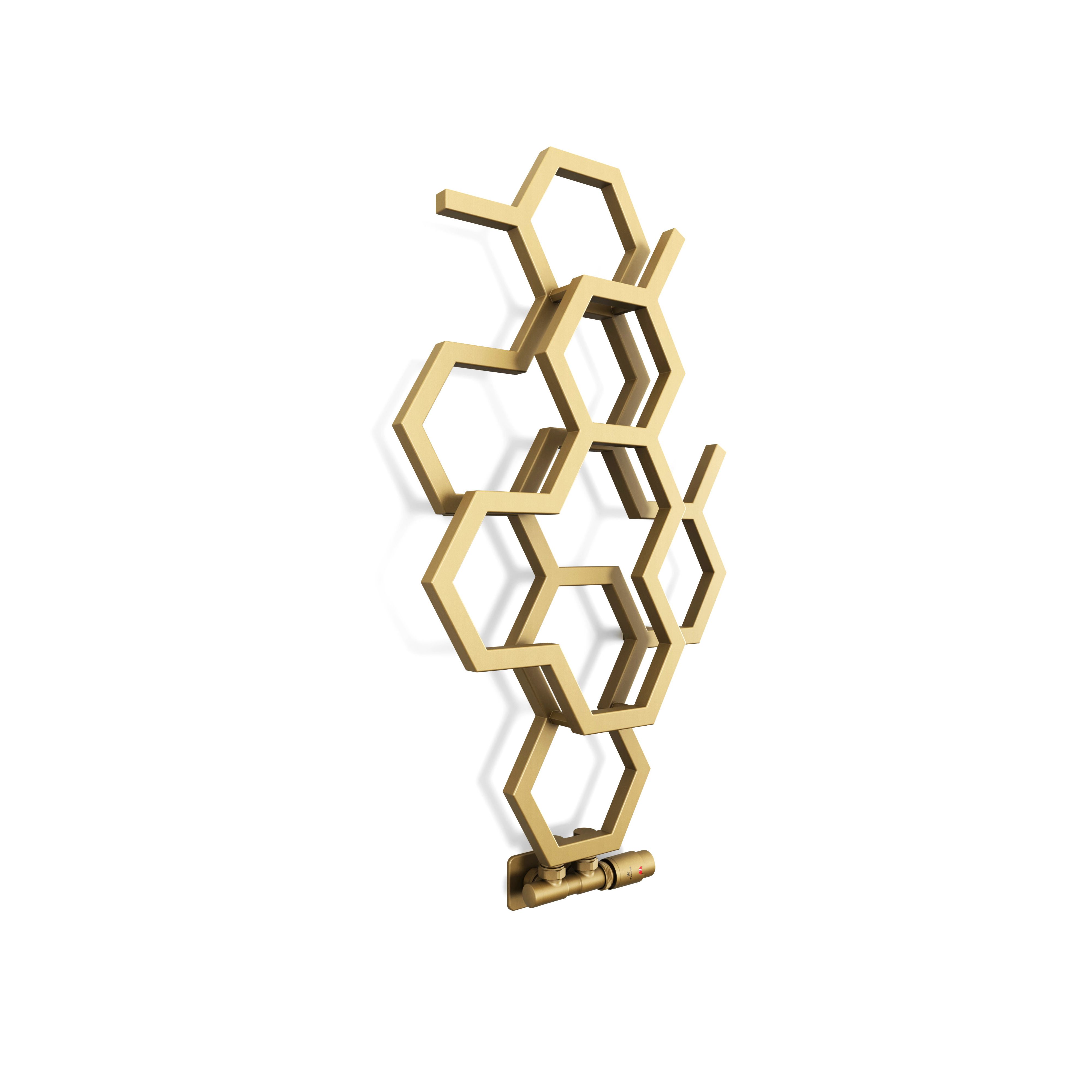 Terma Hex Brass Hydronic Vertical Designer 845BTU Radiator, (W)486mm x (H)821mm