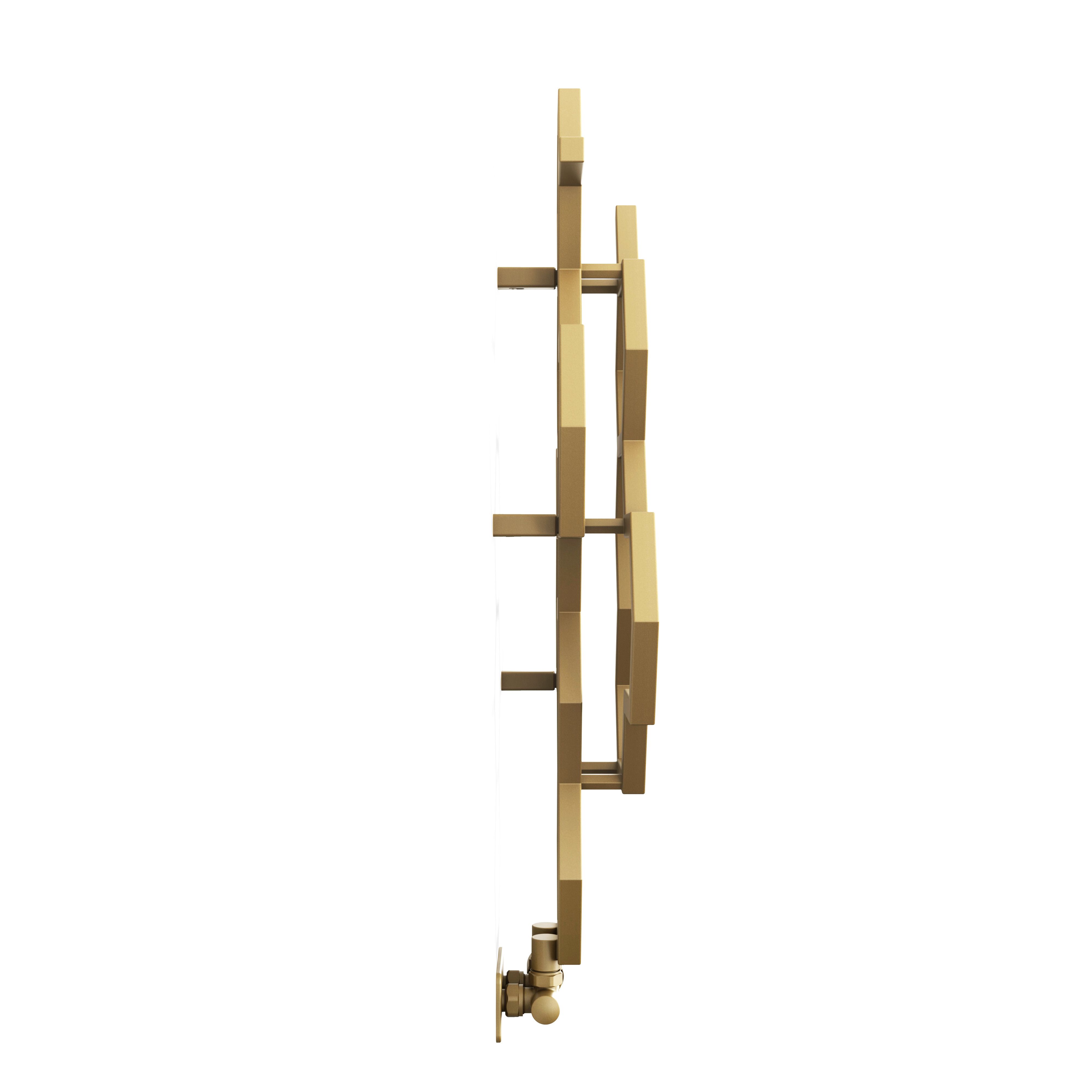 Terma Hex Brass Hydronic Vertical Designer 845BTU Radiator, (W)486mm x (H)821mm