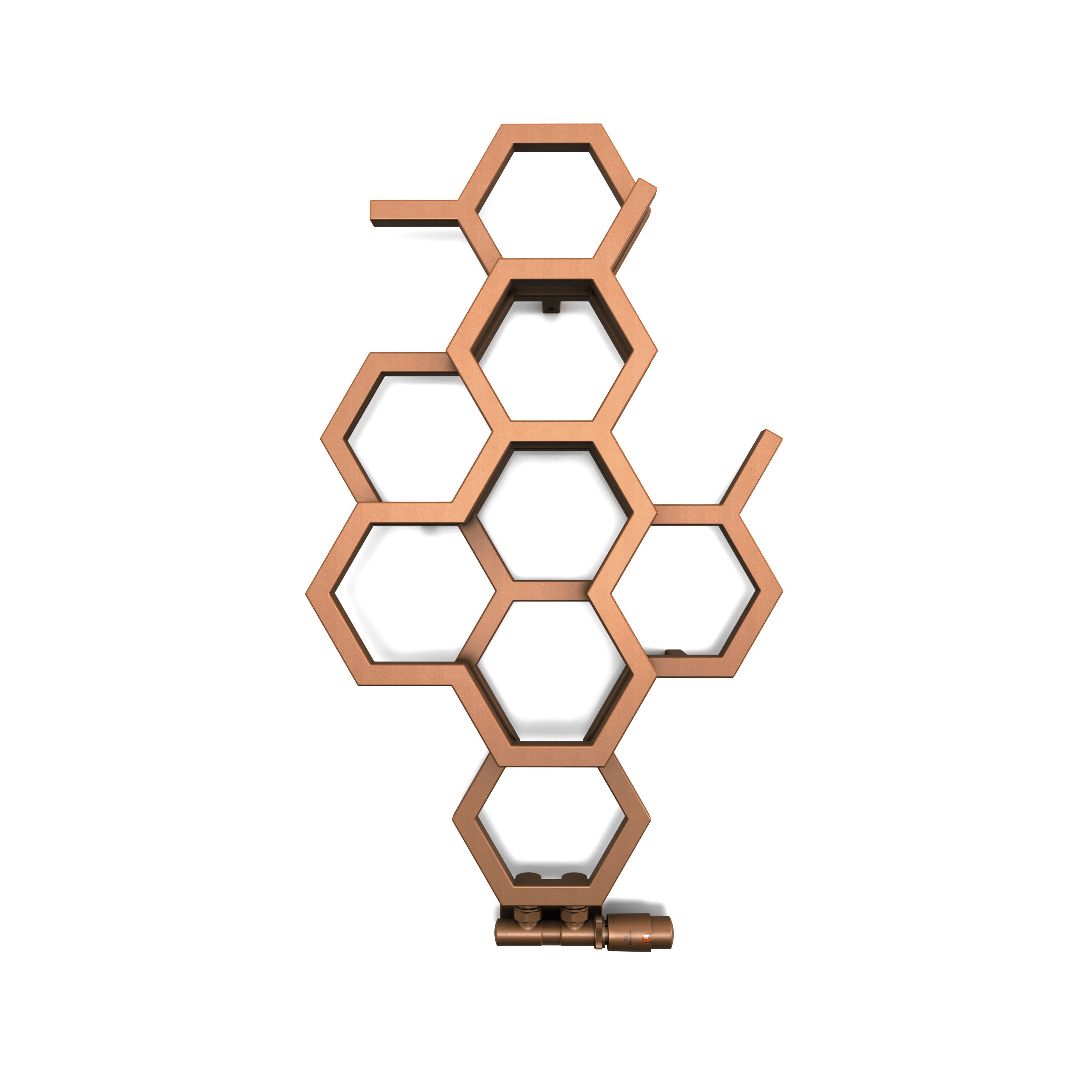 Terma Hex Bright Copper Hydronic Vertical Designer 845BTU Radiator, (W)486mm x (H)821mm