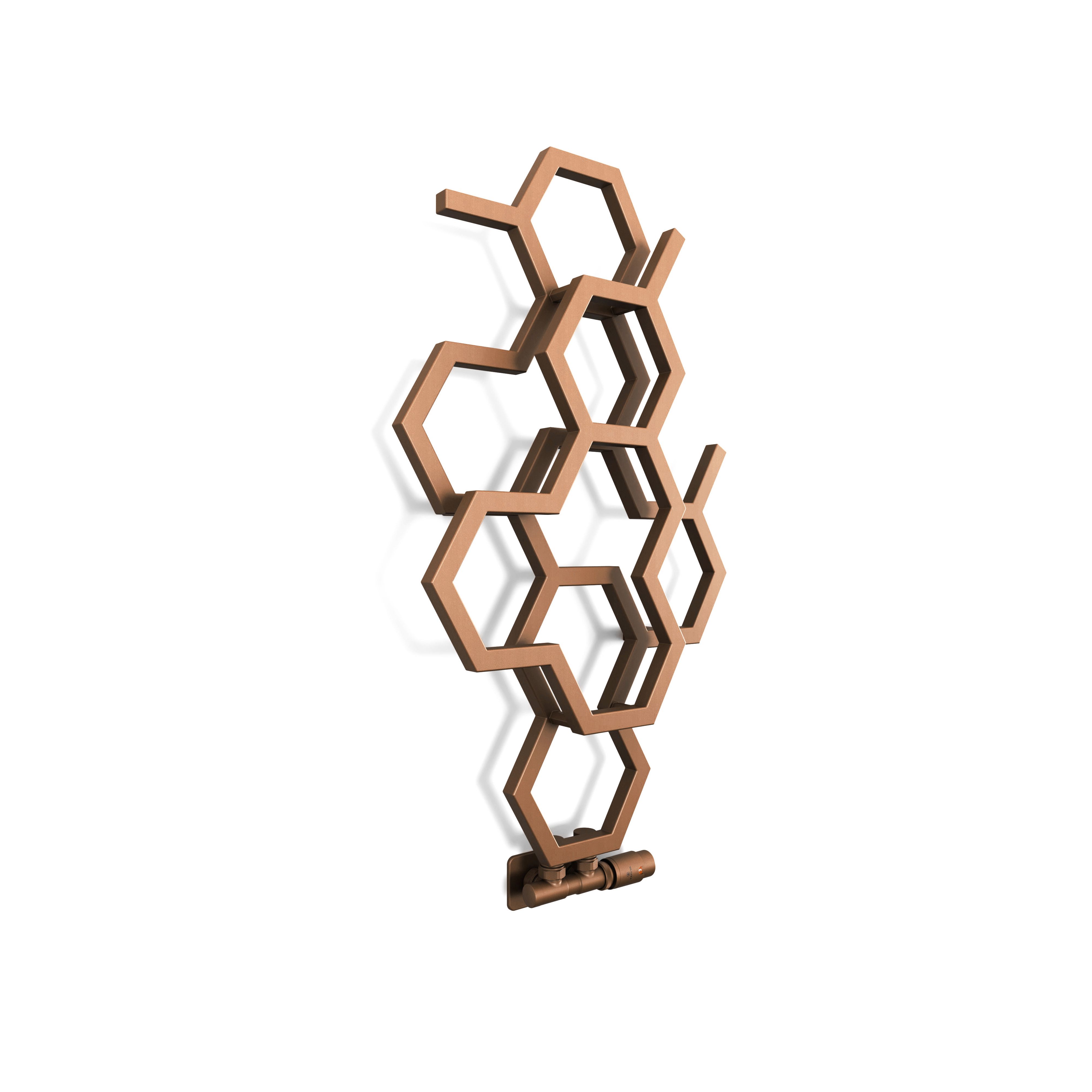 Terma Hex Bright Copper Hydronic Vertical Designer 845BTU Radiator, (W)486mm x (H)821mm