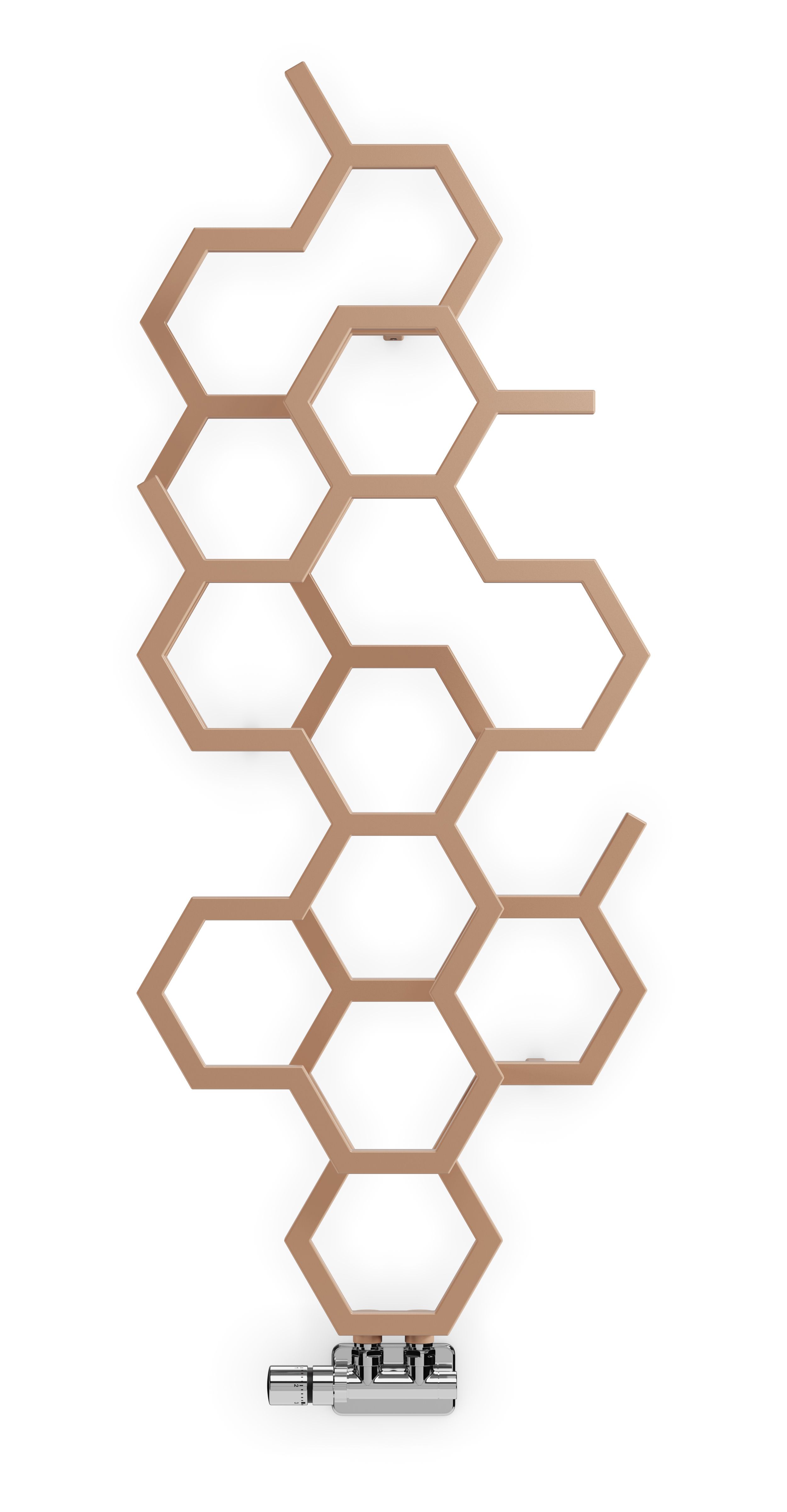 Terma Hex Bright copper Vertical Designer Radiator, (W)486mm x (H)1220mm