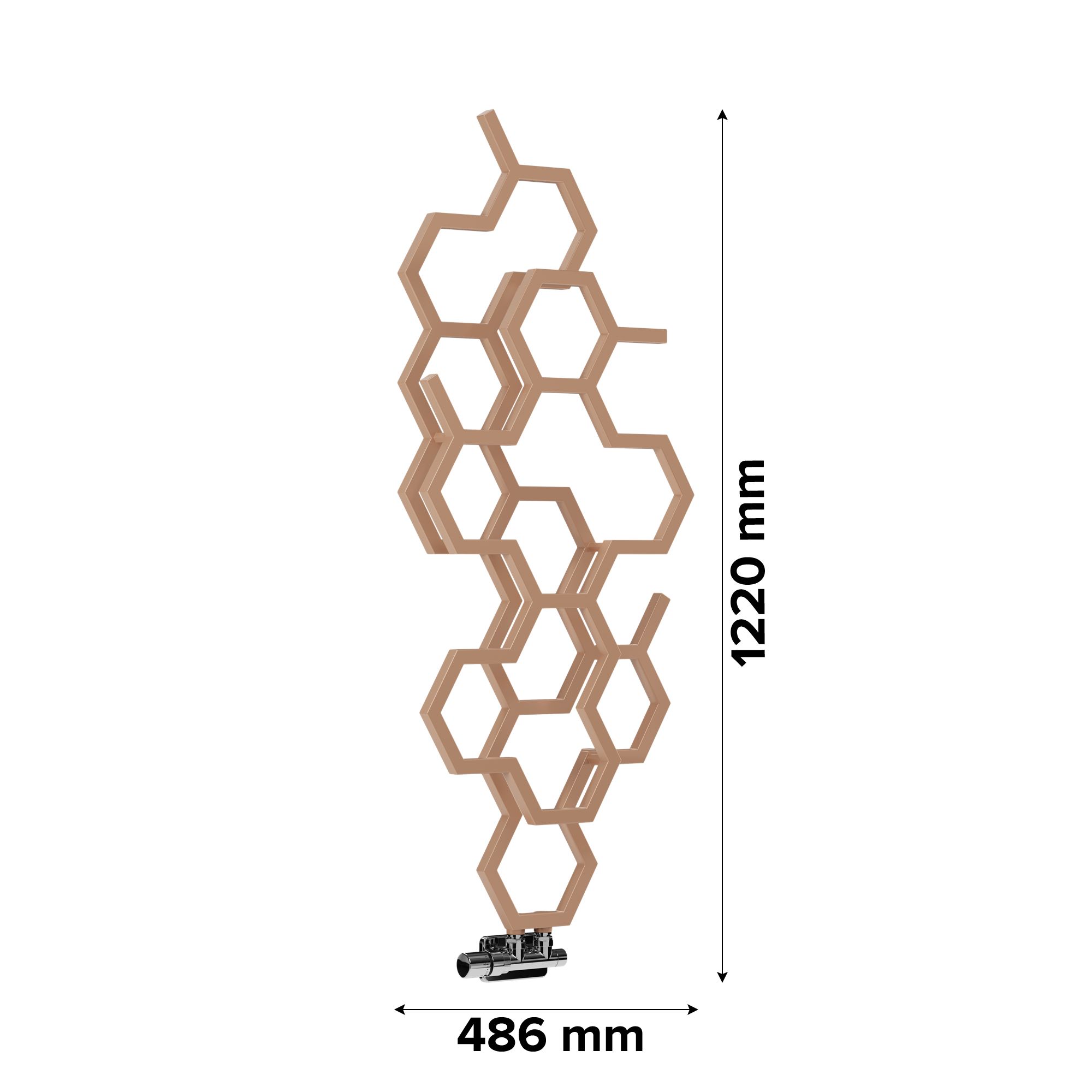 Terma Hex Bright copper Vertical Designer Radiator, (W)486mm x (H)1220mm
