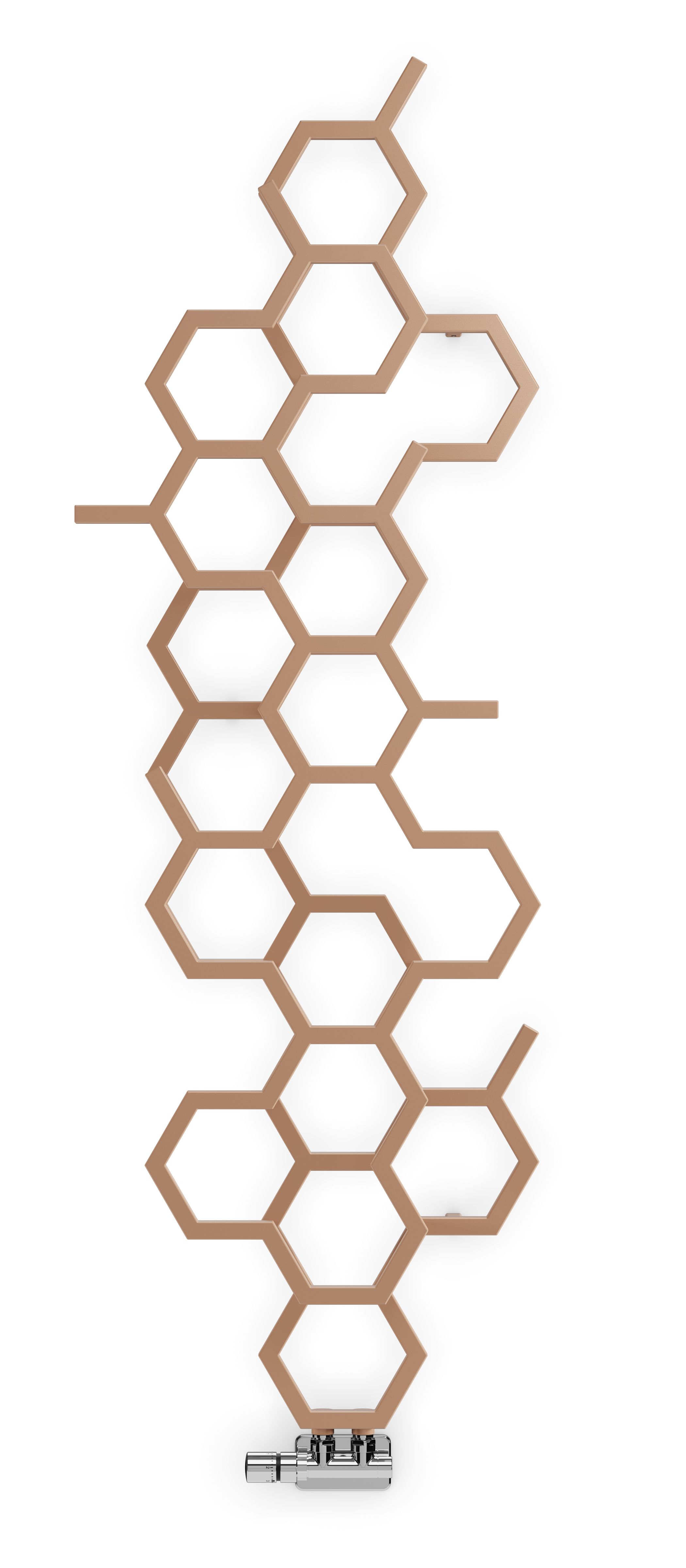 Terma Hex Bright copper Vertical Designer Radiator, (W)573mm x (H)1700mm