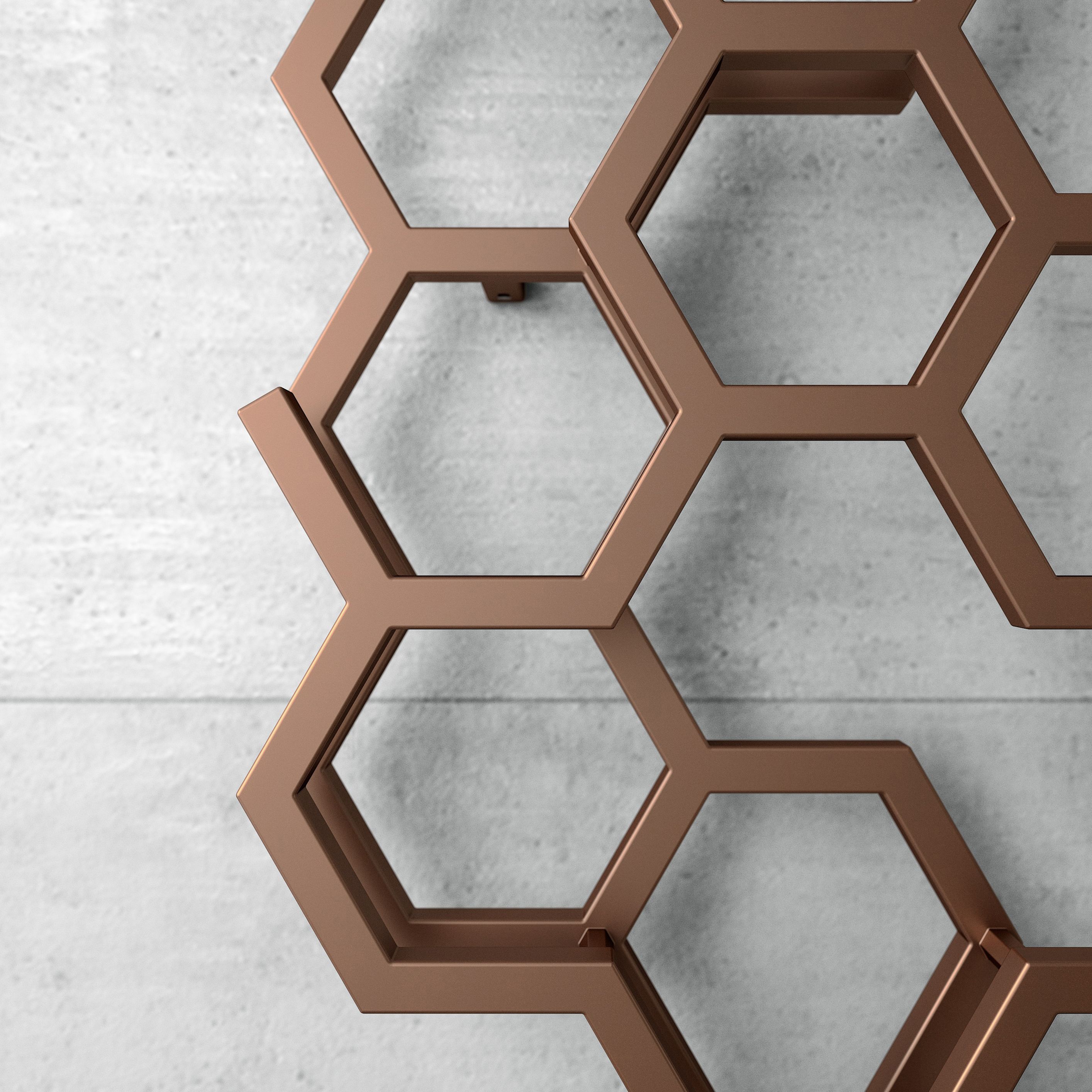 Terma Hex Bright copper Vertical Designer Radiator, (W)573mm x (H)1700mm