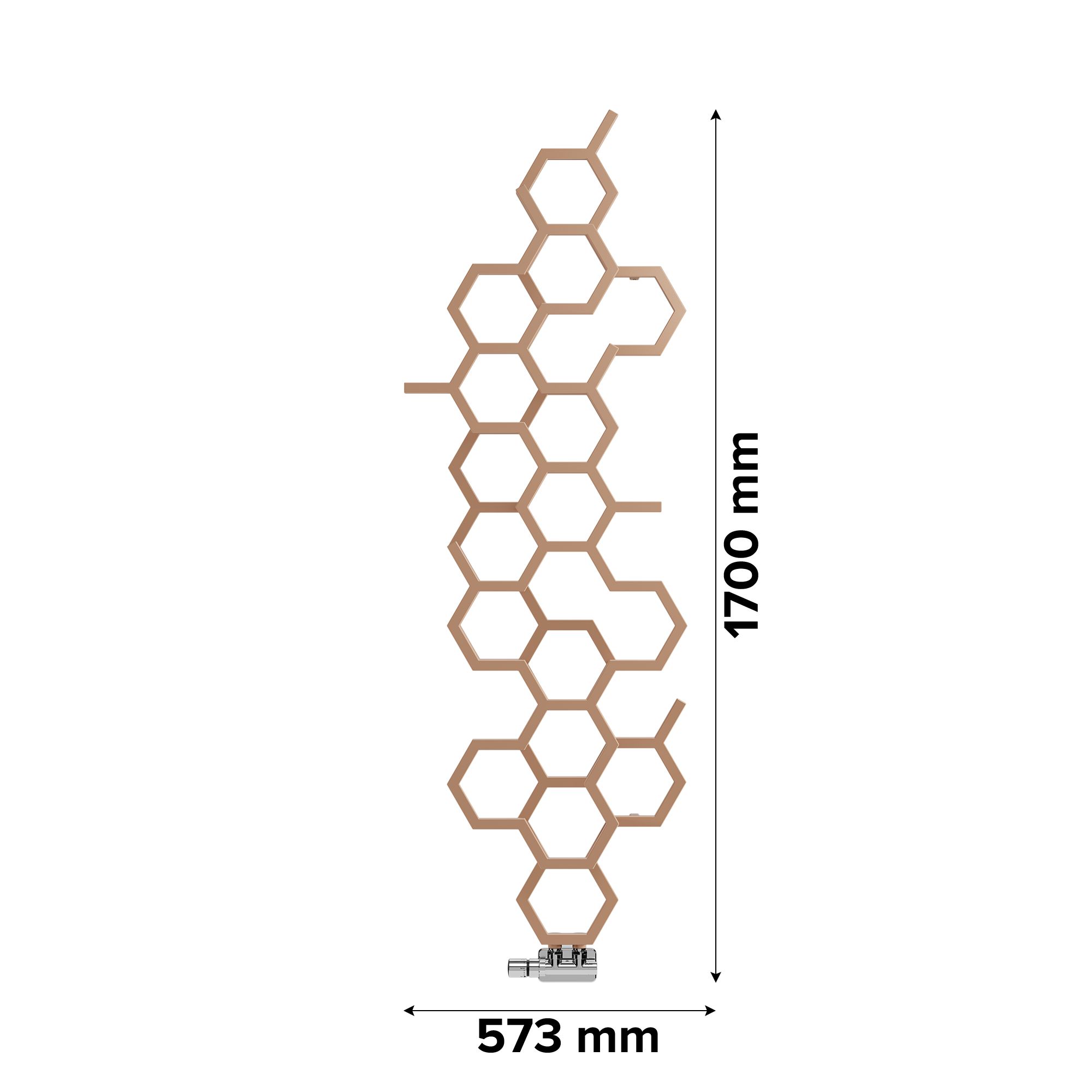 Terma Hex Bright copper Vertical Designer Radiator, (W)573mm x (H)1700mm