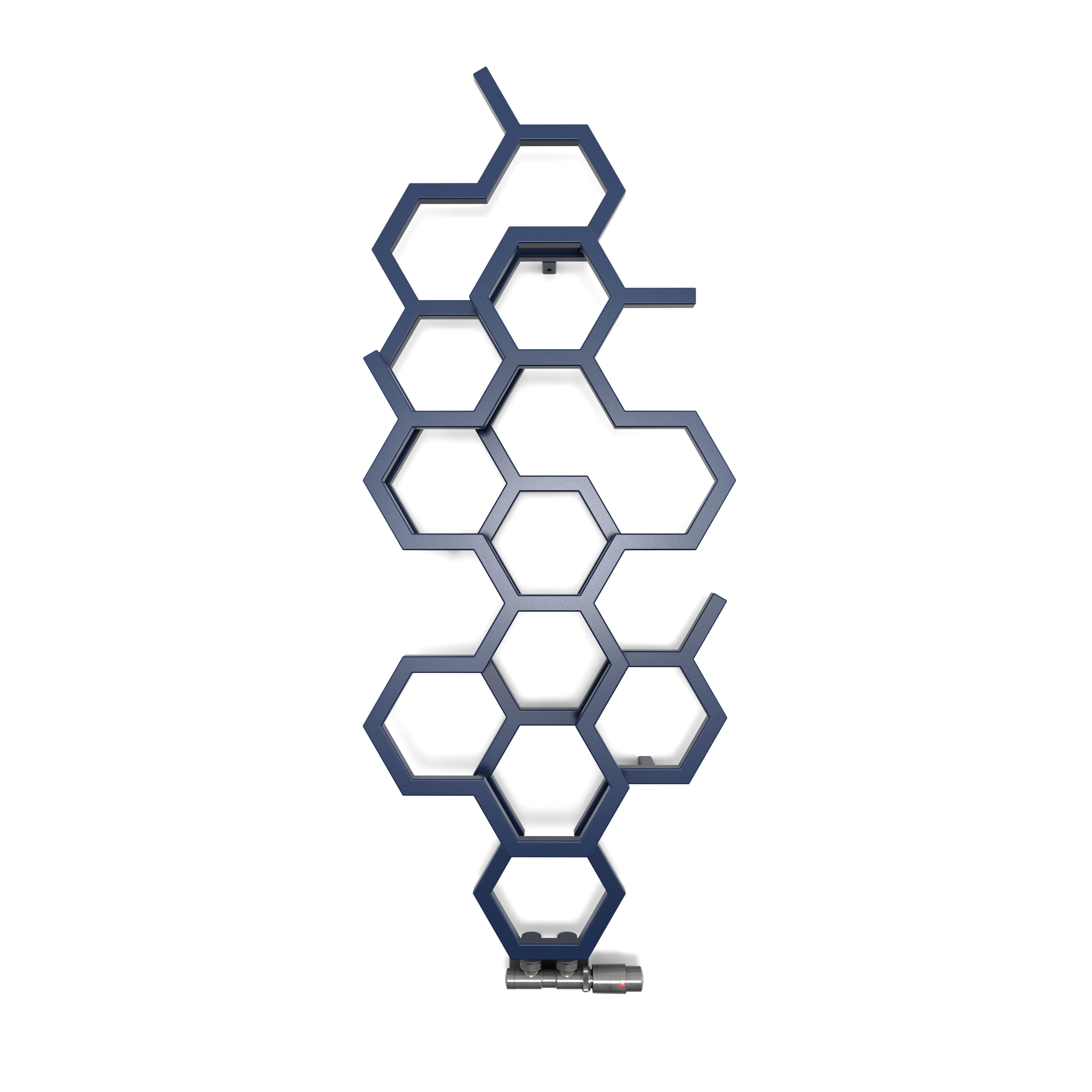 Terma Hex Denim Blue Hydronic Vertical Designer 1180BTU Radiator, (W)486mm x (H)1220mm
