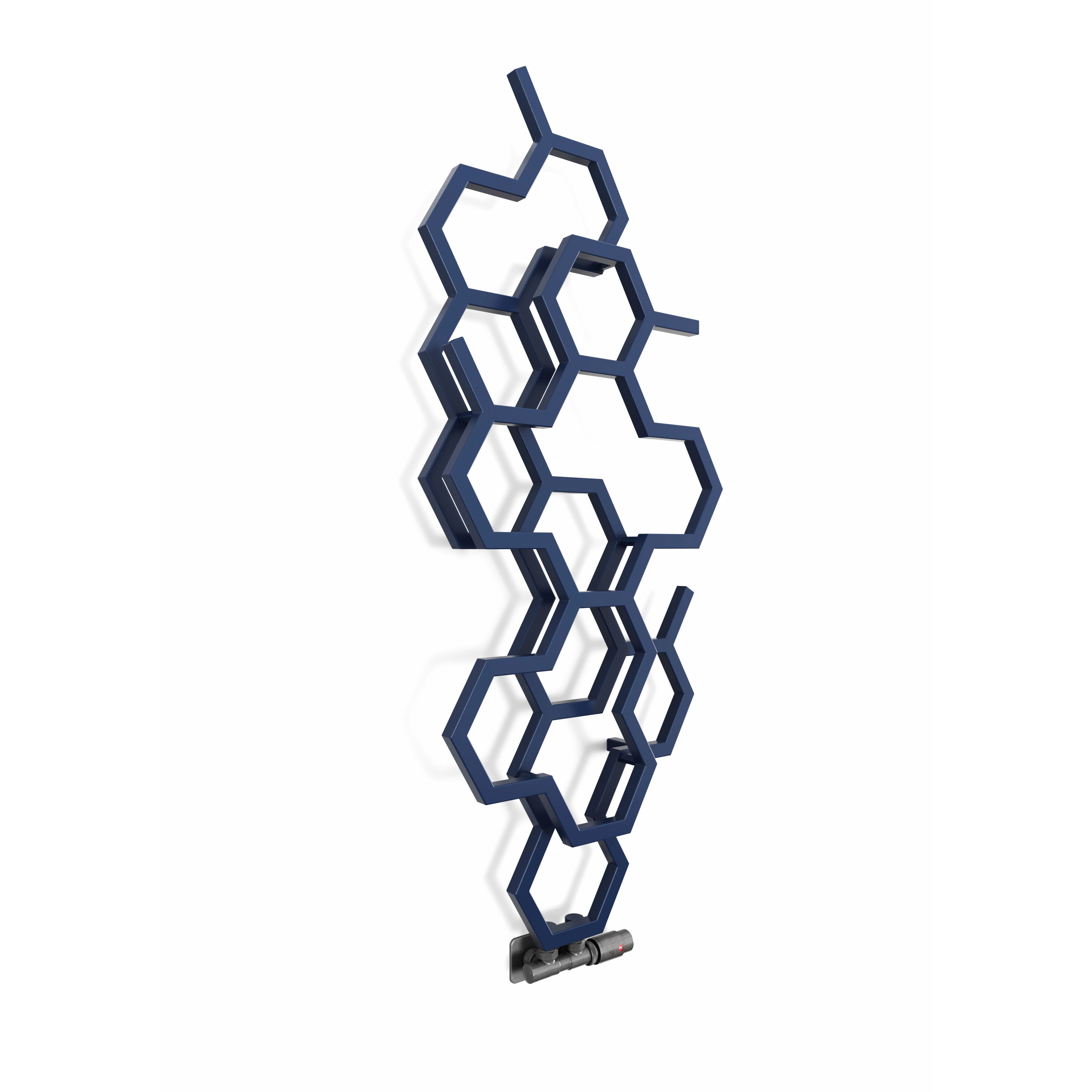 Terma Hex Denim Blue Hydronic Vertical Designer 1180BTU Radiator, (W)486mm x (H)1220mm