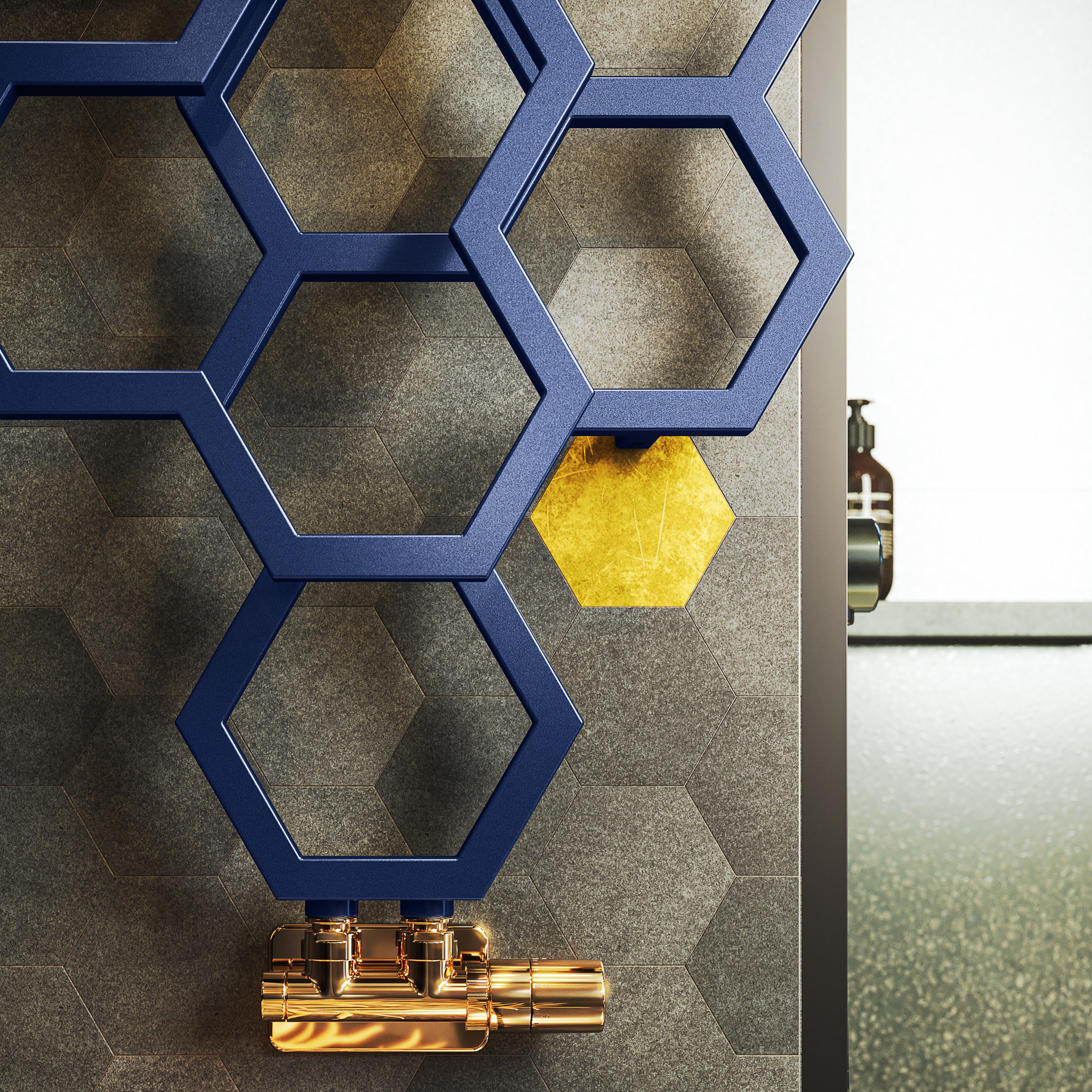 Terma Hex Denim Blue Hydronic Vertical Designer 1708BTU Radiator, (W)573mm x (H)1700mm