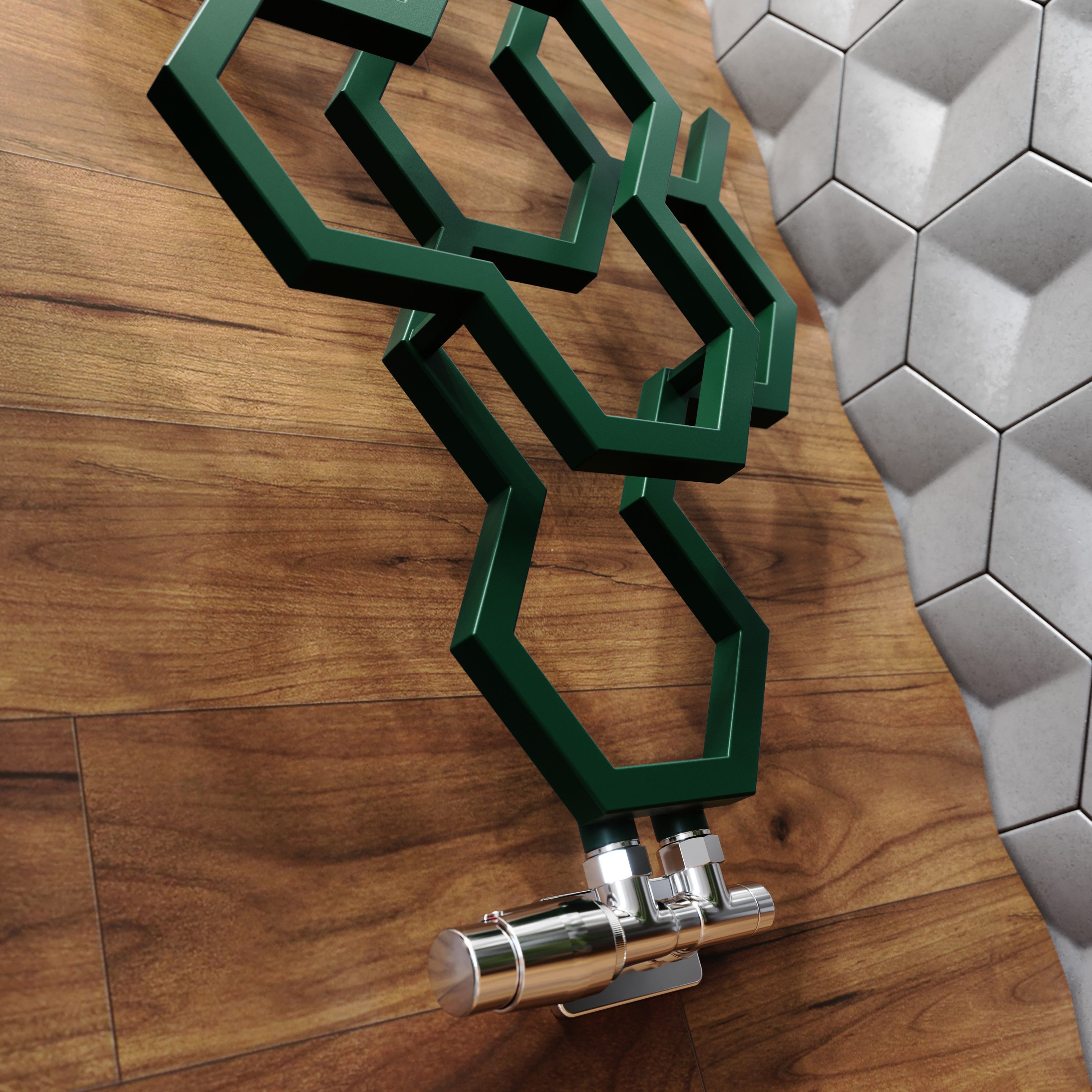 Terma Hex Green Hydronic Vertical Designer 1180BTU Radiator, (W)486mm x (H)1220mm