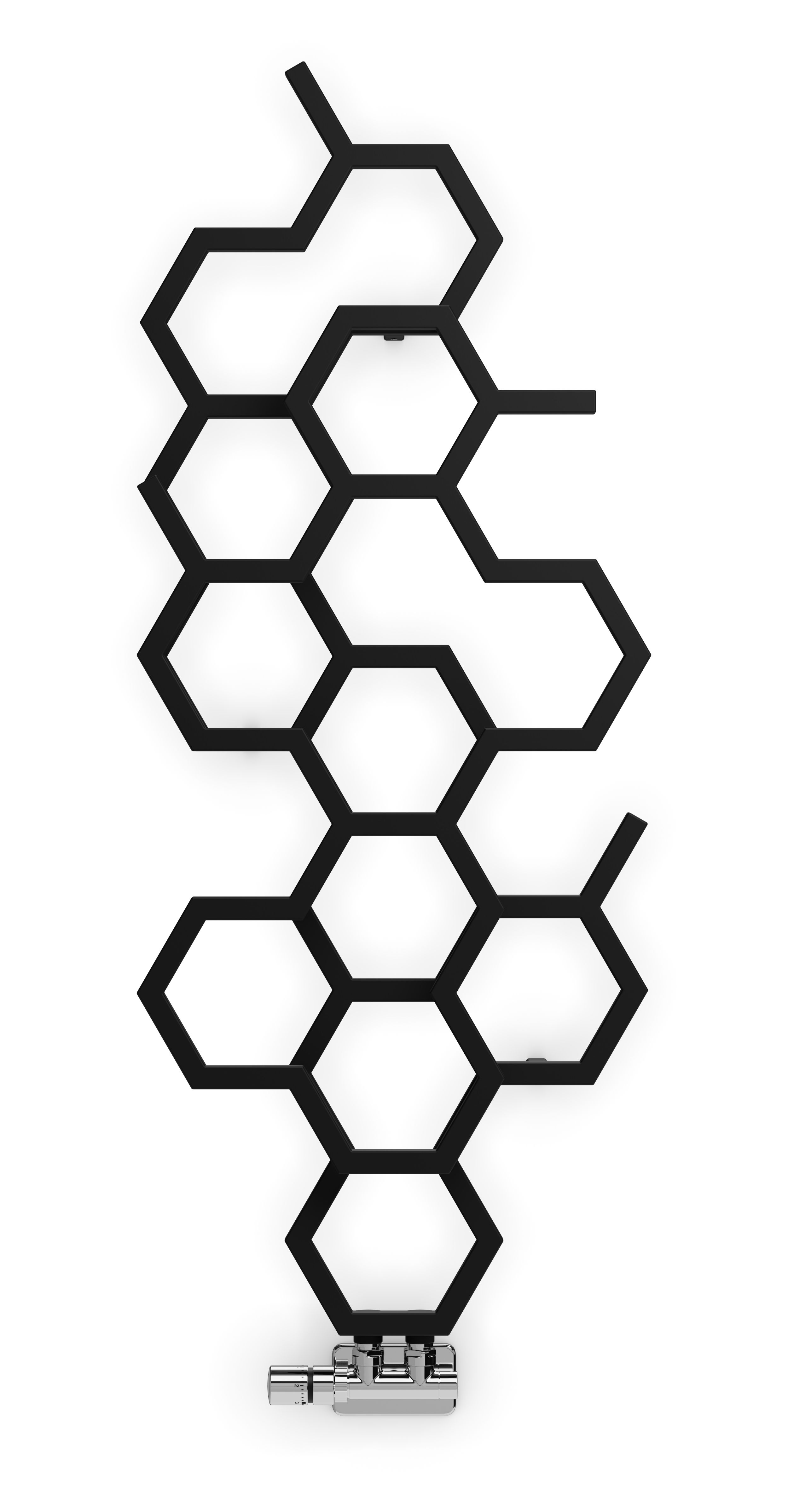 Terma Hex Matt black Vertical Designer Radiator, (W)486mm x (H)1220mm