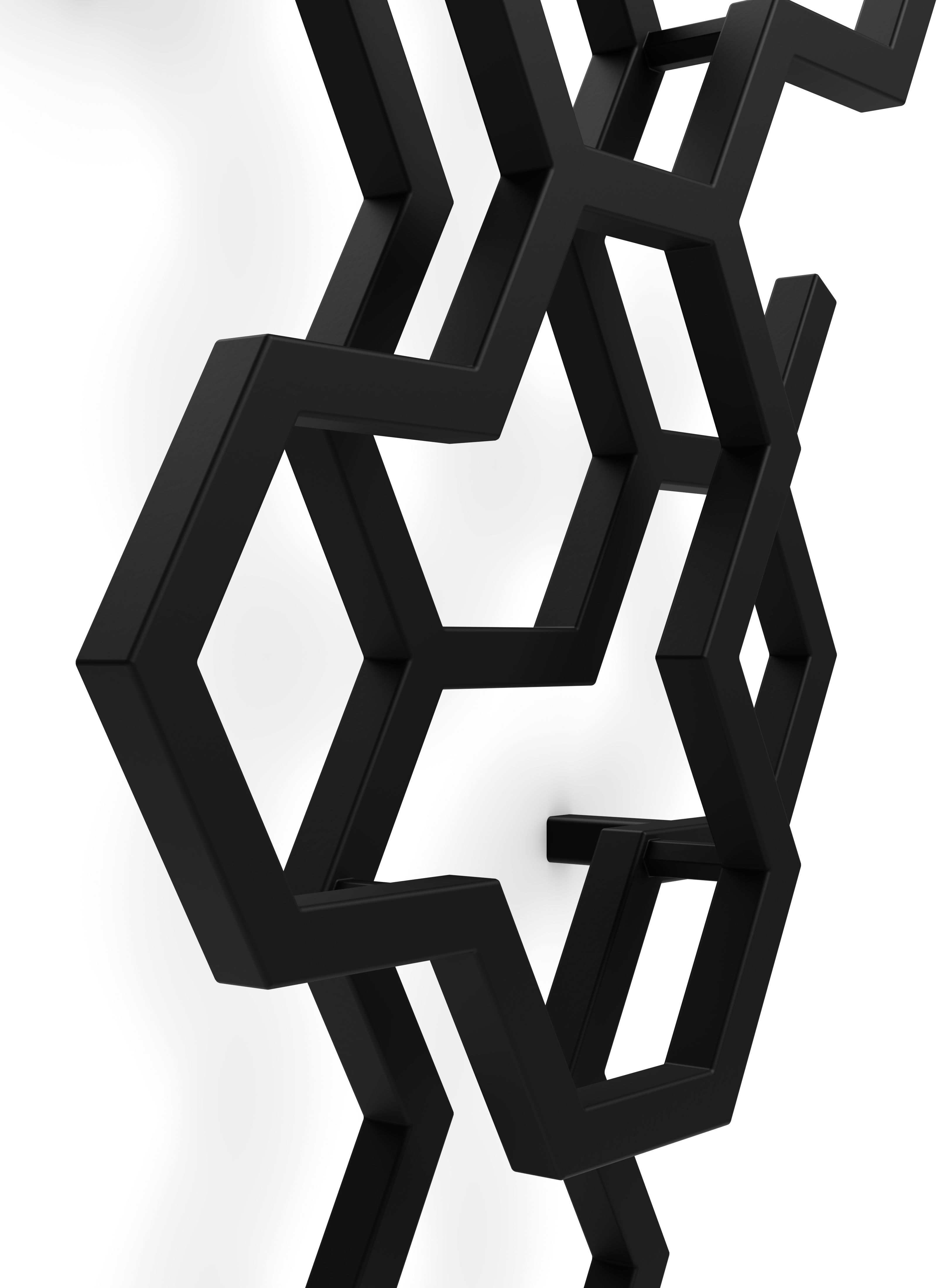 Terma Hex Matt black Vertical Designer Radiator, (W)486mm x (H)1220mm