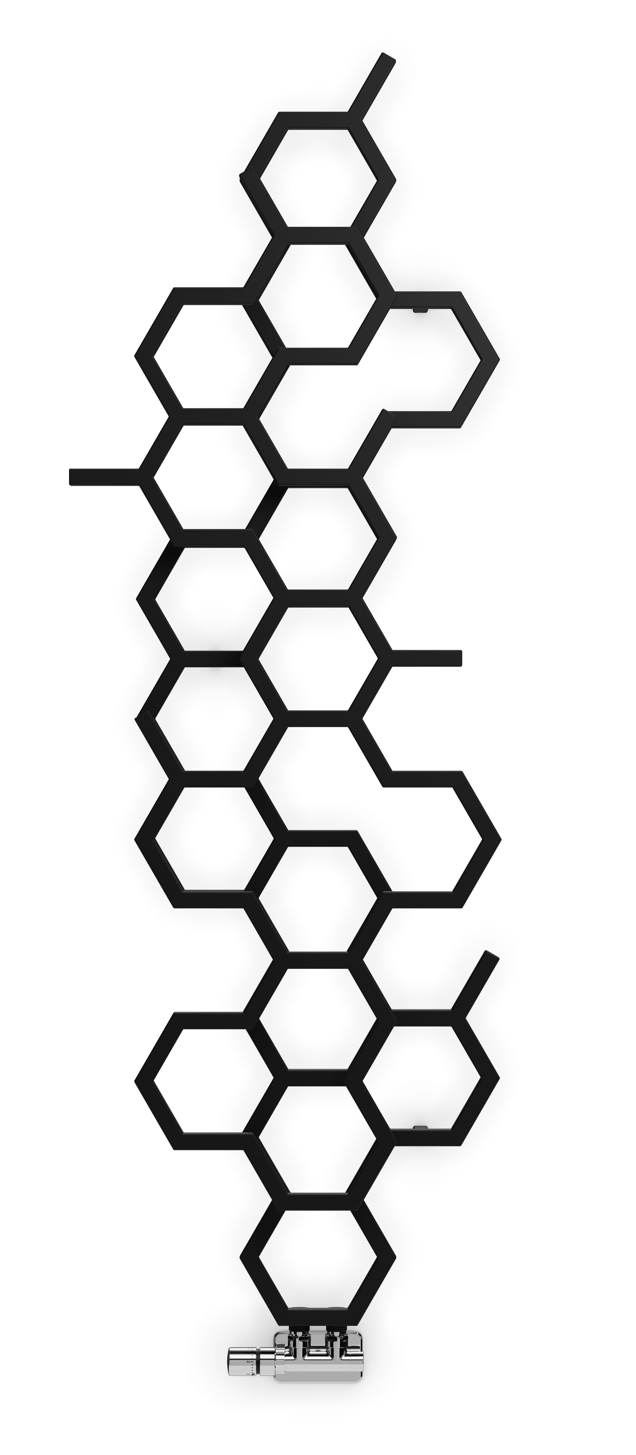 Terma Hex Matt black Vertical Designer Radiator, (W)573mm x (H)1700mm