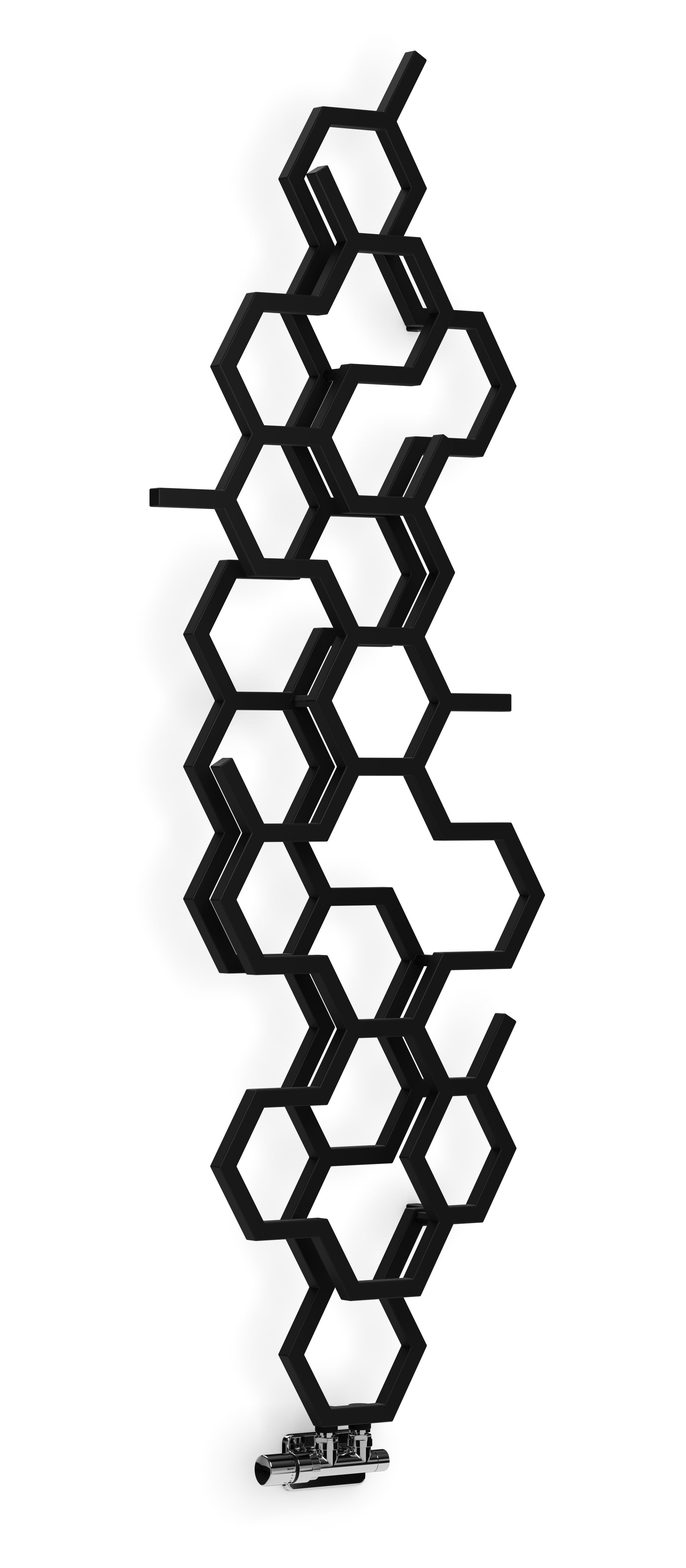 Terma Hex Matt black Vertical Designer Radiator, (W)573mm x (H)1700mm
