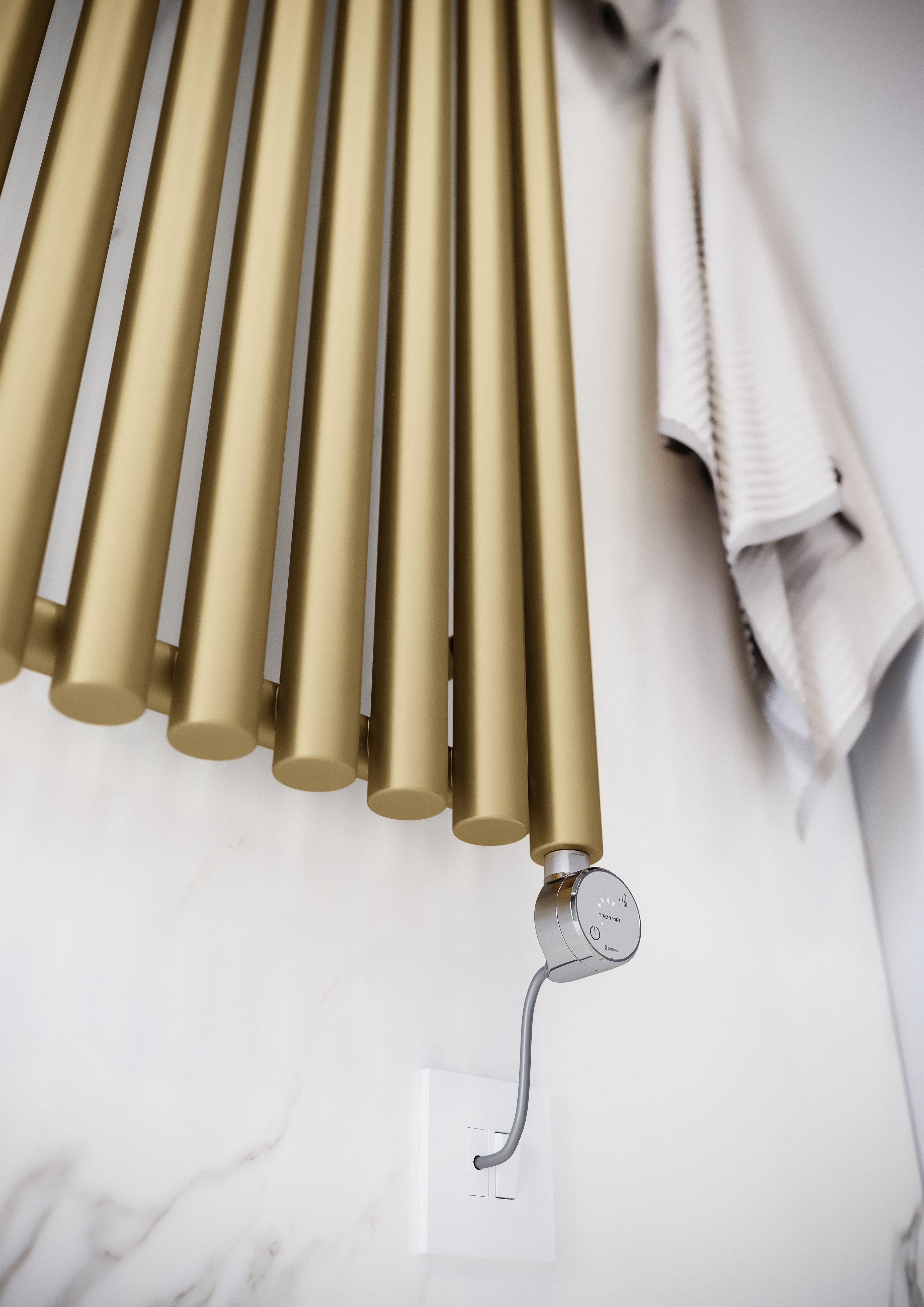 Terma Hex Matt brass Vertical Electric designer Radiator, (W)480mm x (H)1800mm