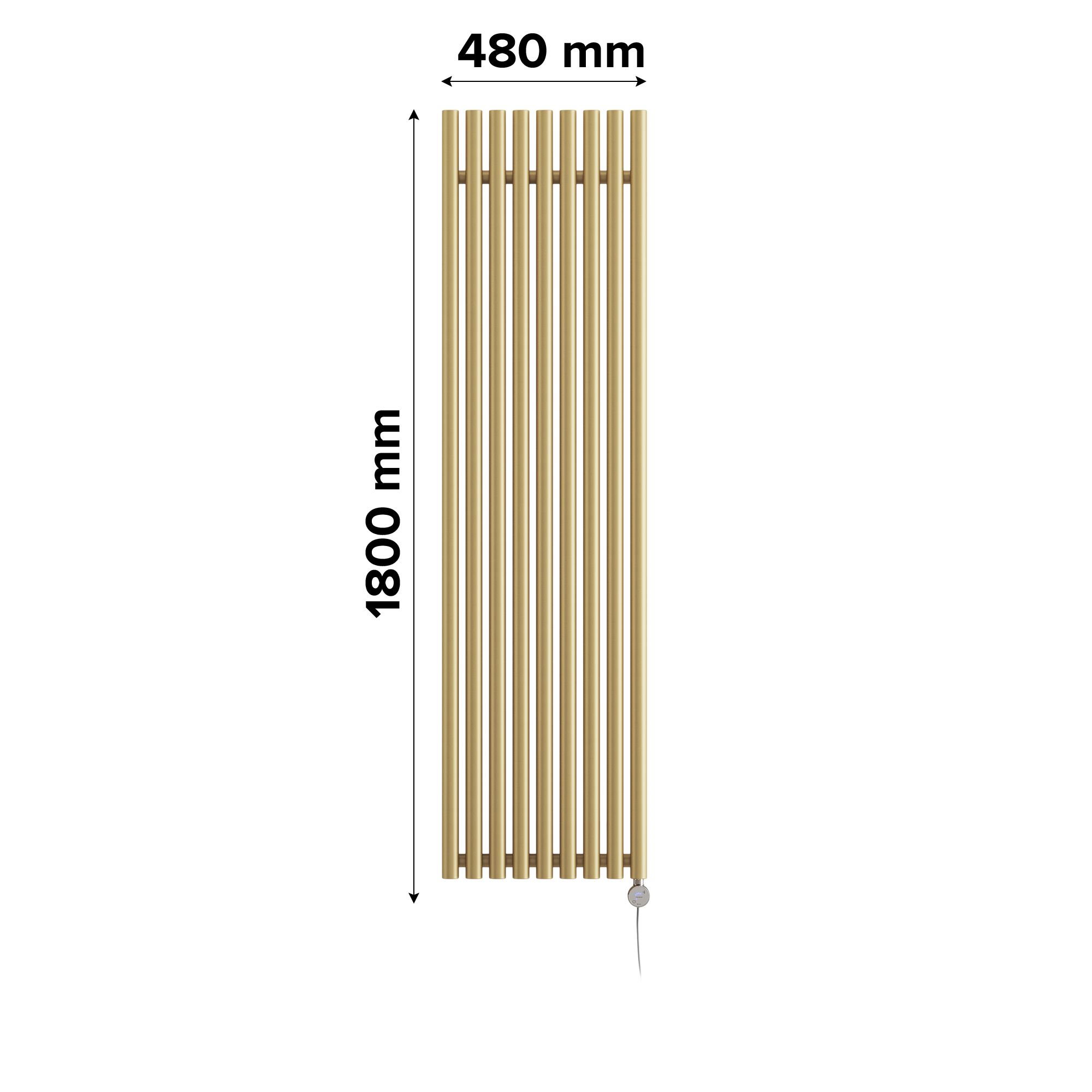 Terma Hex Matt brass Vertical Electric designer Radiator, (W)480mm x (H)1800mm