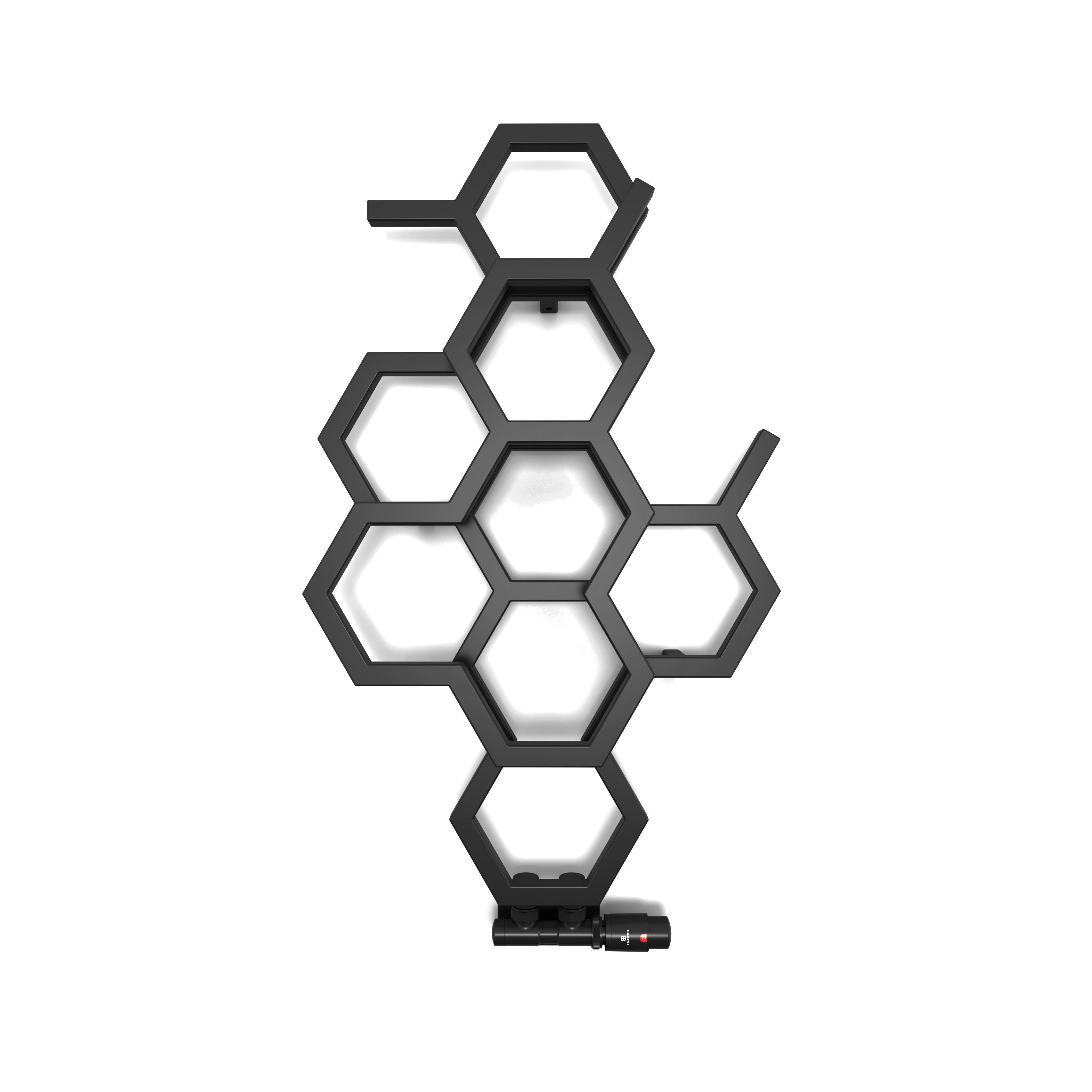 Terma Hex Soft Black Hydronic Vertical Designer 845BTU Radiator, (W)486mm x (H)821mm