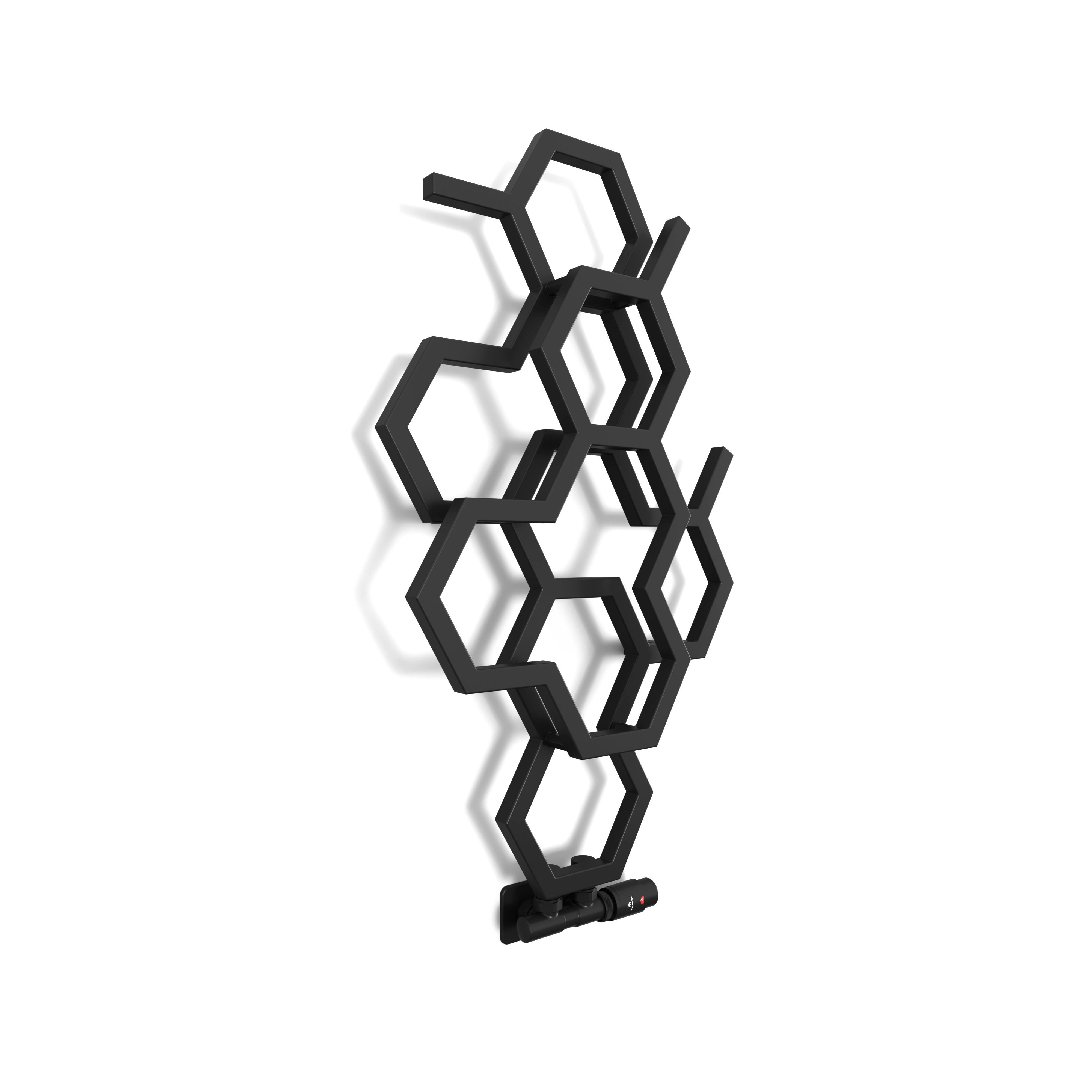 Terma Hex Soft Black Hydronic Vertical Designer 845BTU Radiator, (W)486mm x (H)821mm