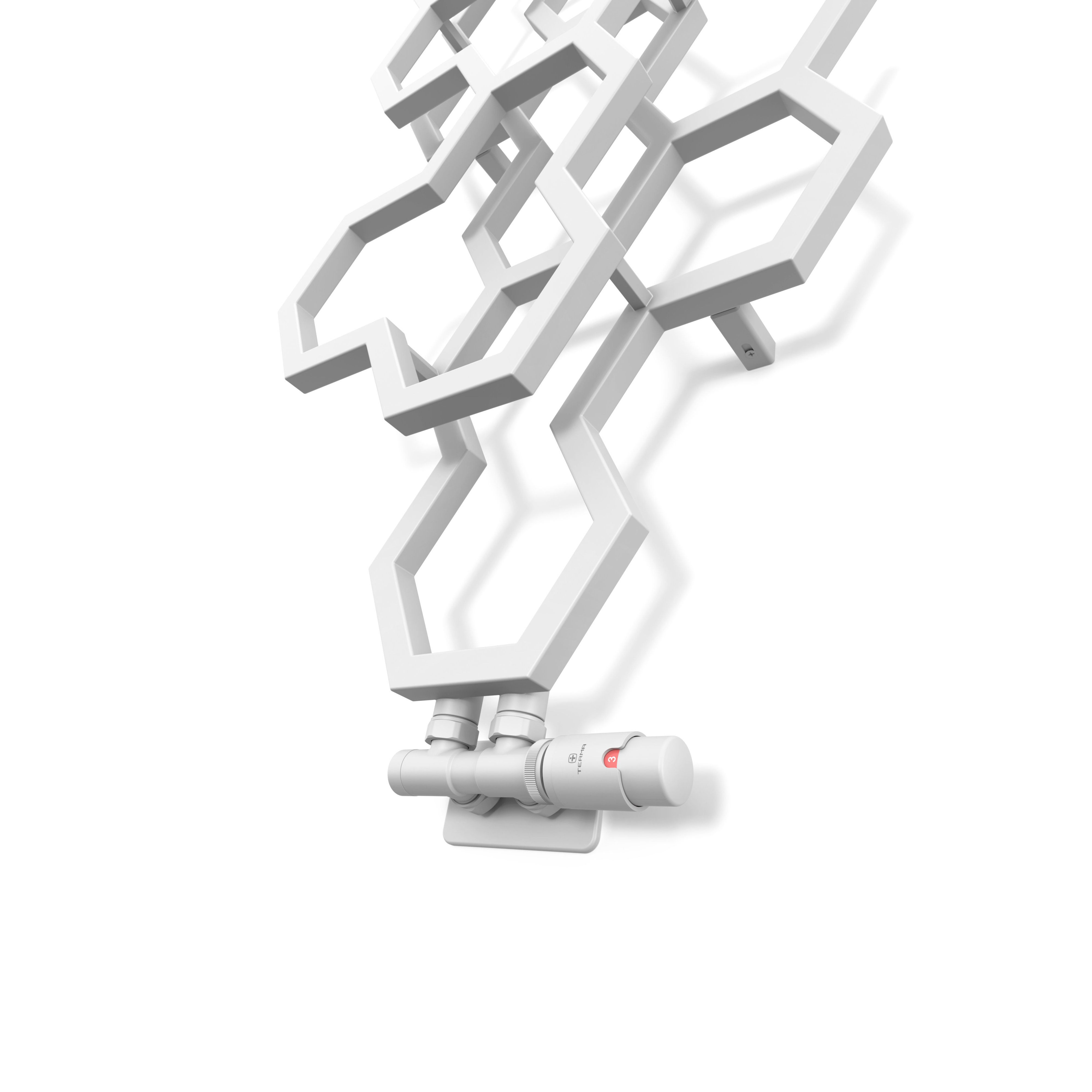 Terma Hex Soft White Hydronic Vertical Designer 1180BTU Radiator, (W)486mm x (H)1220mm