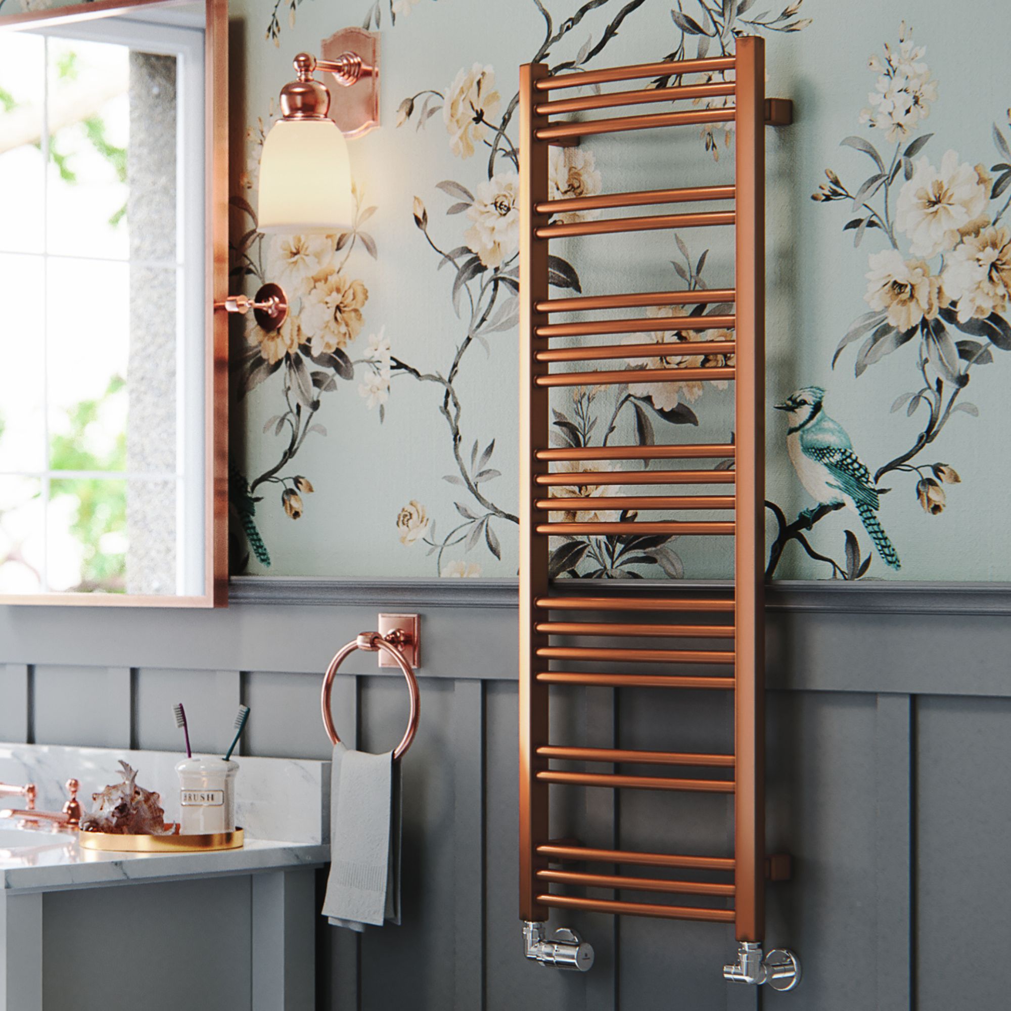 Terma Jade Copper Gas Flat Towel warmer (W)400mm x (H)1149mm