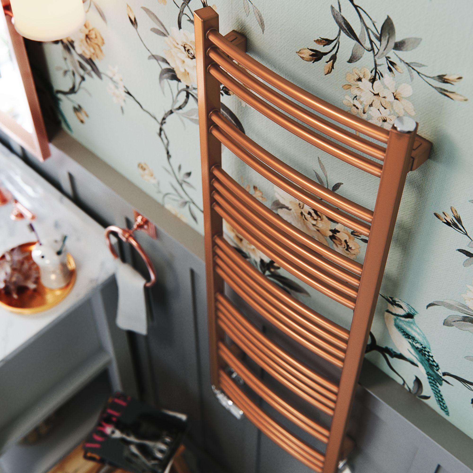 Terma Jade Copper Gas Flat Towel warmer (W)400mm x (H)1149mm