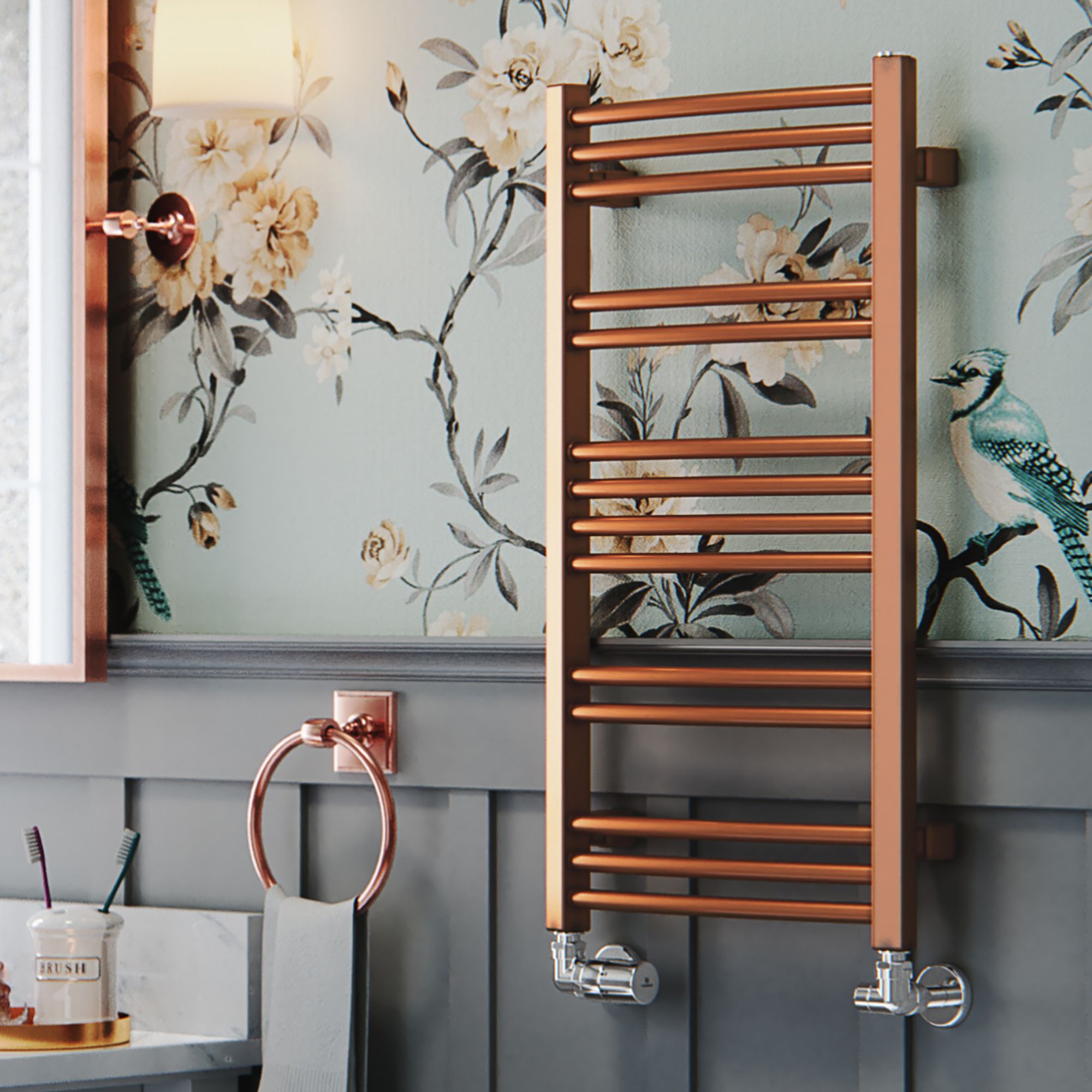 Terma Jade Copper Gas Flat Towel warmer (W)400mm x (H)753mm