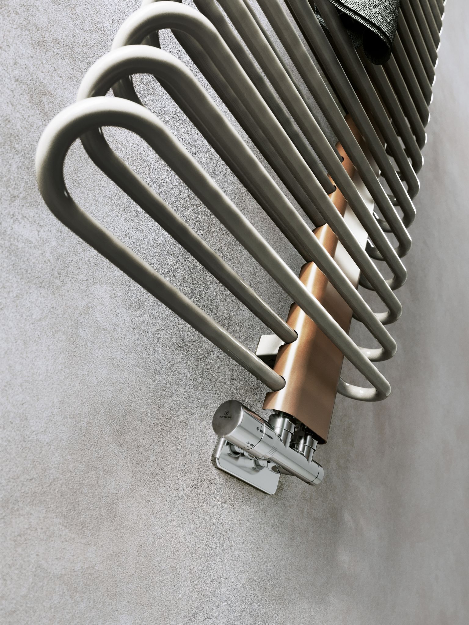 Terma Michelle Nickel gloss & copper Towel warmer (W)500mm x (H)1200mm