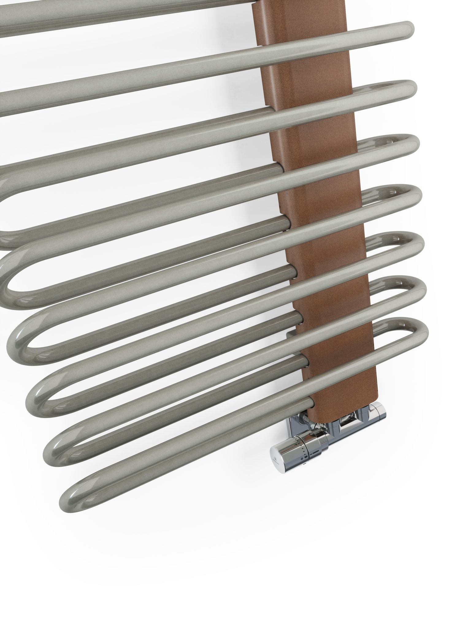 Terma Michelle Nickel gloss & copper Towel warmer (W)500mm x (H)1200mm